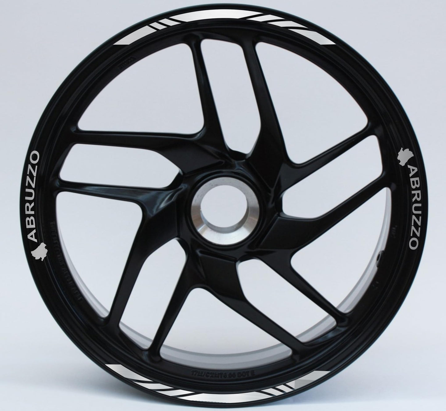 DualColorStampe Confezione Adesivi Set Completo di Cerchi Strisce per Moto per 2 Ruote da 17'' pollici strips Design Racing ABRUZZO D0117