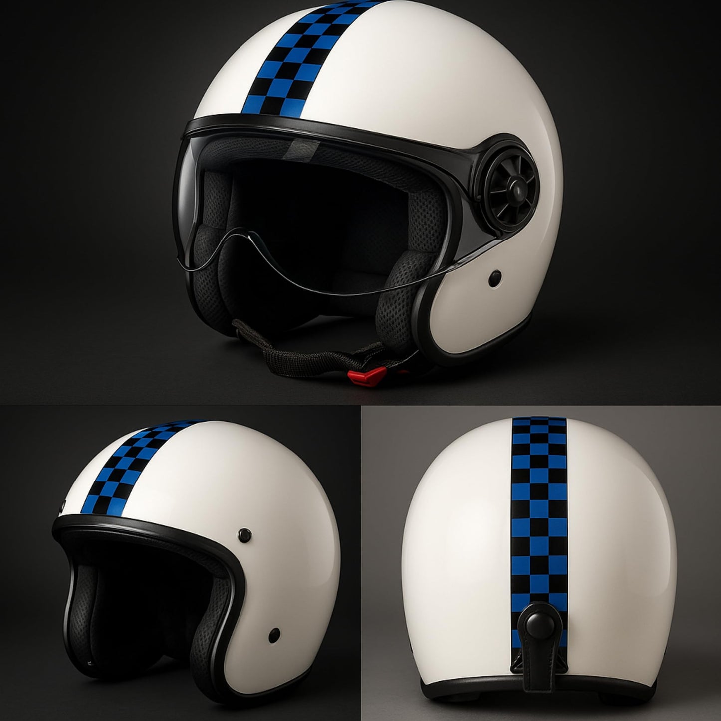 Adesivo Scacchiera Italia Calcio Blu Nero – Sticker Moto, Casco, Serbatoio, Valigia – Decorazione Universale Impermeabile – Design Sportivo C0086