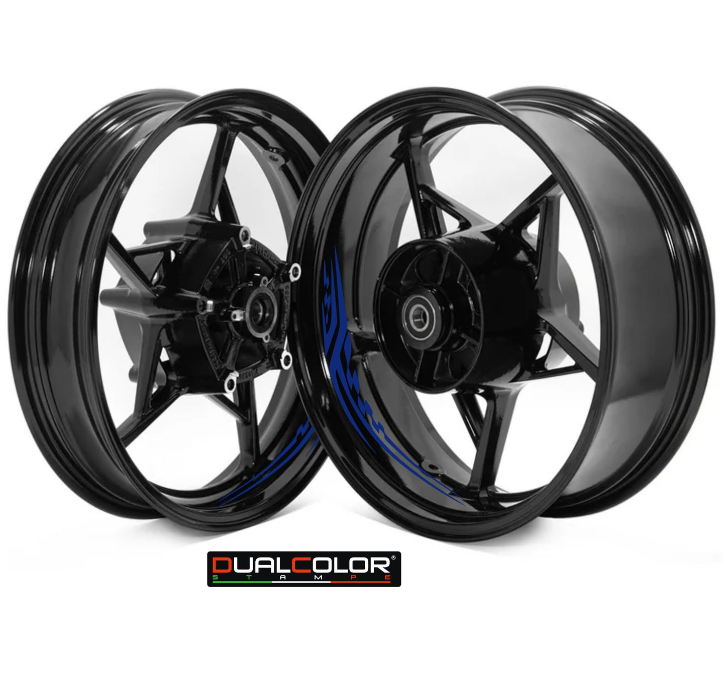 DualColorStampe Adesivi Cerchi Moto per 2 Ruote da 17" Pollici | Adesivi Ruote Moto | Adesivi Cerchi Moto Resiste a Pioggia e Sole | Design Racing D0128