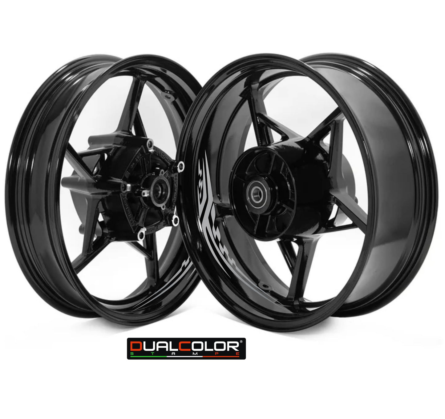 DualColorStampe Adesivi Cerchi Moto per 2 Ruote da 17" Pollici | Adesivi Ruote Moto | Adesivi Cerchi Moto Resiste a Pioggia e Sole | Design Racing D0128