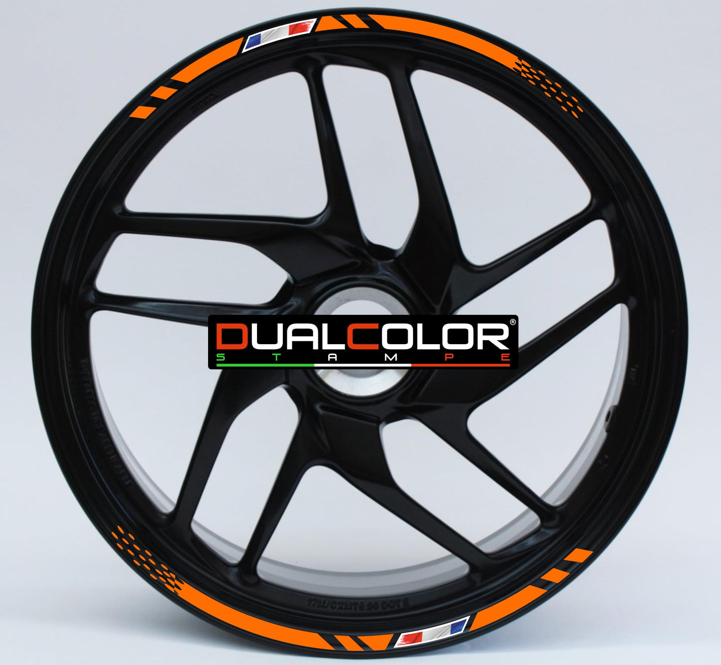 Confezione Adesivi Set Completo di Cerchi Strisce per Moto per 2 Ruote da 17'' pollici strips Design Sportivo Bandiera Francese COD.D0098