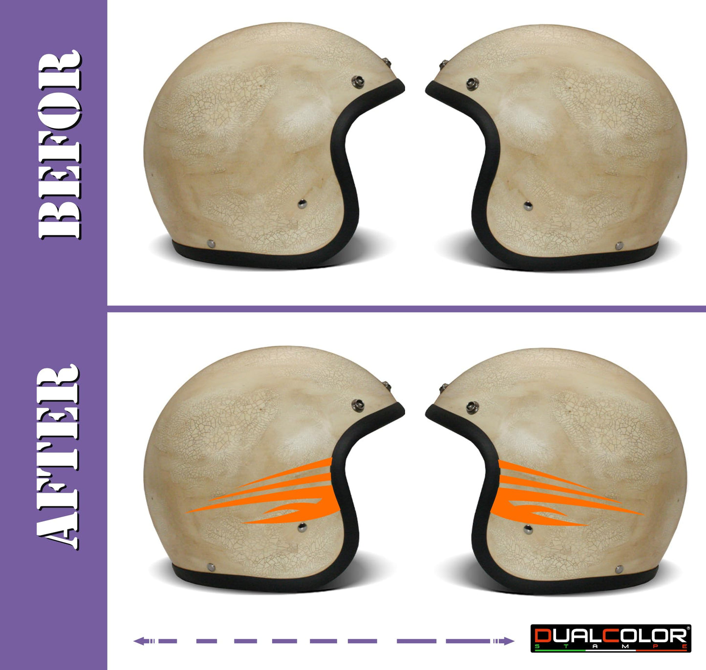 Adesivi Casco Moto β Strisce Sportive Universali | Stickers Helmet Personalizzabili in Vinile Impermeabile β Colore a Scelta C0074