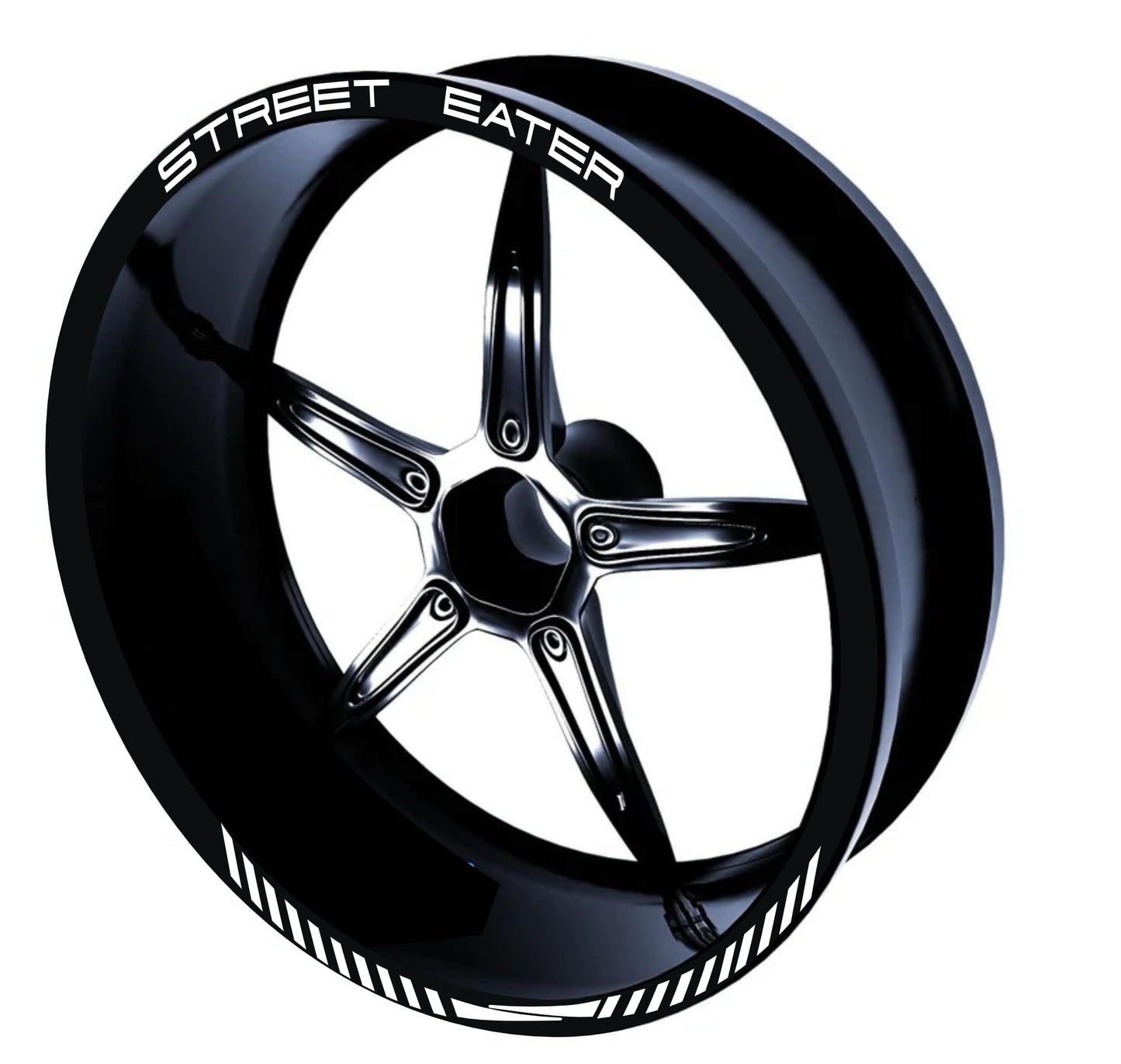 DualColorStampe Confezione Adesivi Set Completo di Cerchi Strisce per Moto per 2 Ruote da 17'' pollici strips Design Racing STREET EATER D0118