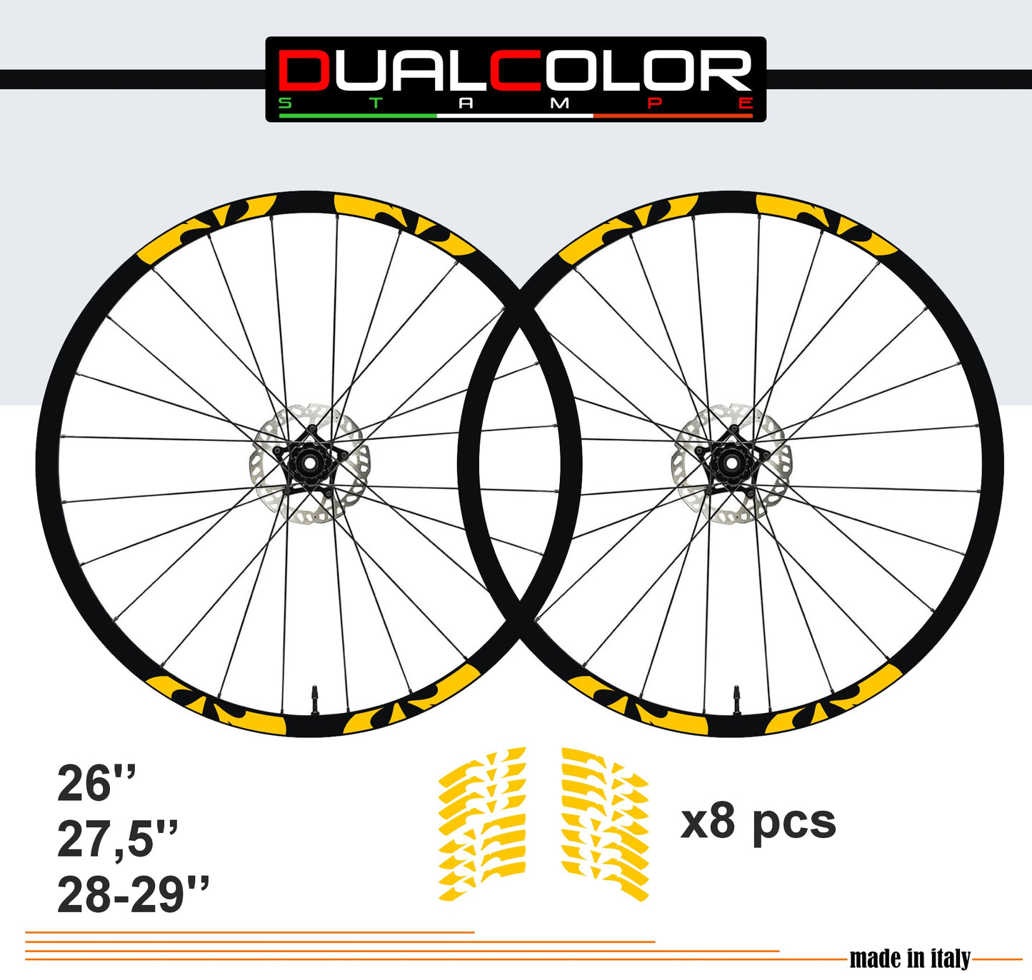 DualColorStampe Adesivi Cerchi Bici 26'' - 27,5'' - 28-29'' Pollici Ruota Bici MTB Bike Stickers Cerchi MTB - B0201