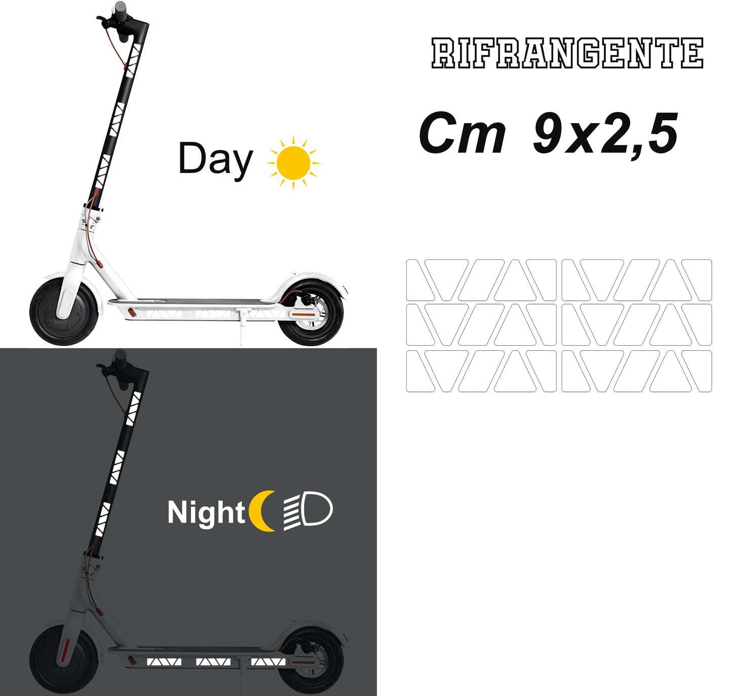 DualColorStampe Kit Adesivi rifrangenti/Riflettenti, Set Sicurezza e visibilità di Notte, Adesivo Universale per Bicicletta/Passeggino/Casco/Moto/Motorino B0149