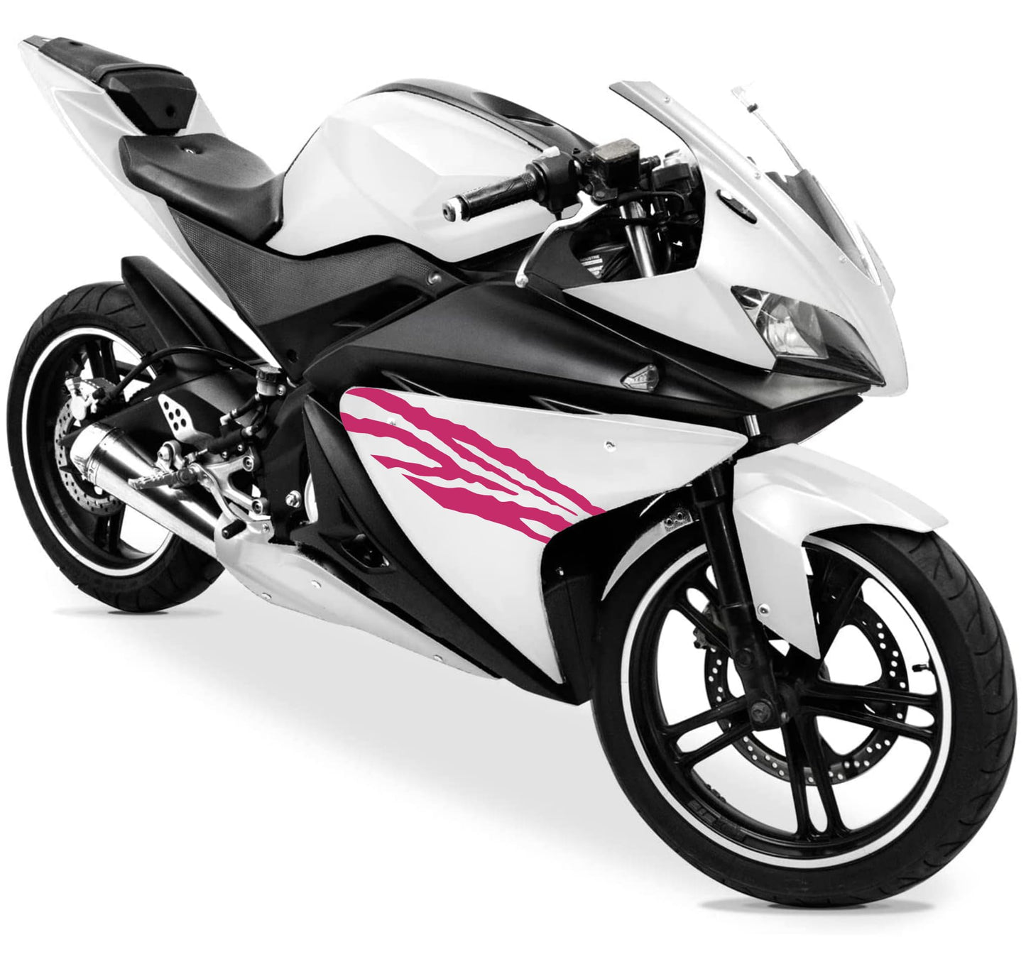 DualColorStampe Adesivi Compatibili con Yamaha YZF-R125 | Sticker Moto Carena (DX-SX) Personalizzabili | design zebrato Colorato M0120