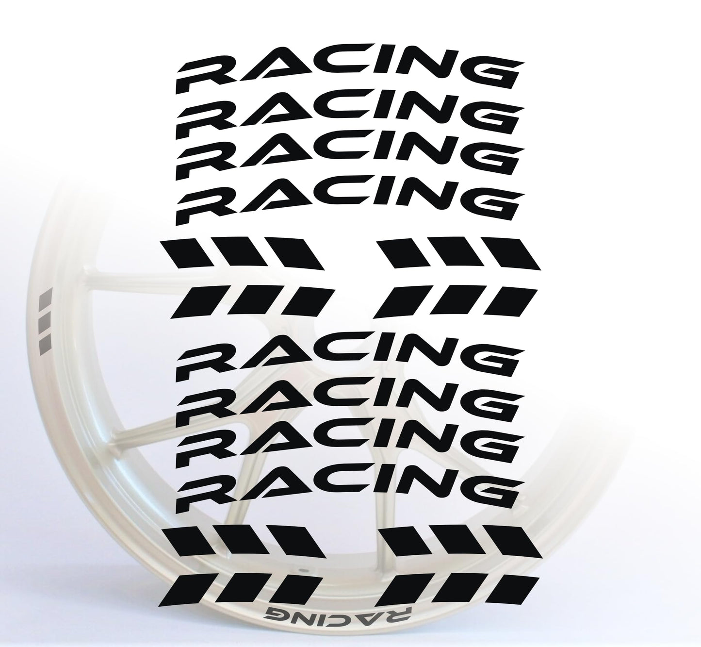 DualColorStampe Set di Strisce Cerchi Moto per 2 Ruote da 17" Pollici | Adesivi Ruote Moto | Adesivi Cerchi Moto Resiste a Pioggia e Sole | Design Racing D0075