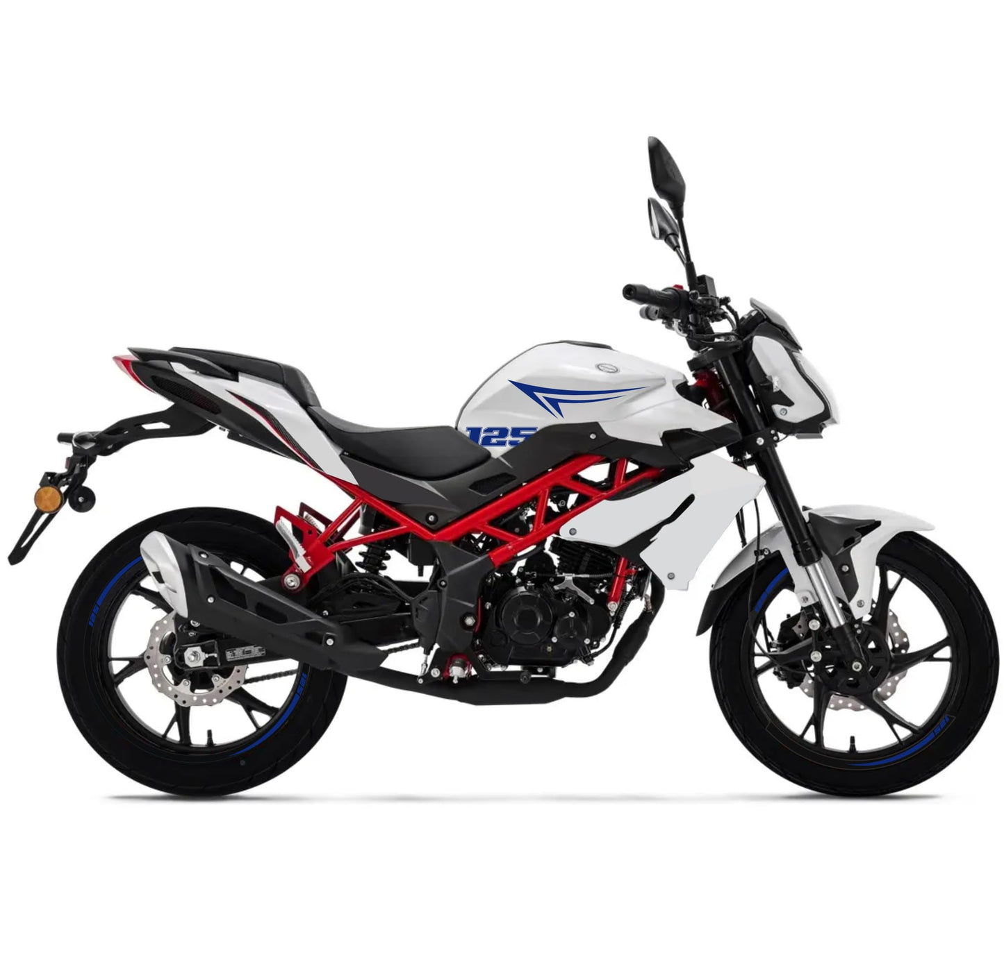 DualColorStampe Adesivi Compatibili con Benelli BN 125 (2021-2023) DX-SX Carena Moto + Strisce Cerchi 17'' Stelle Design - M0303