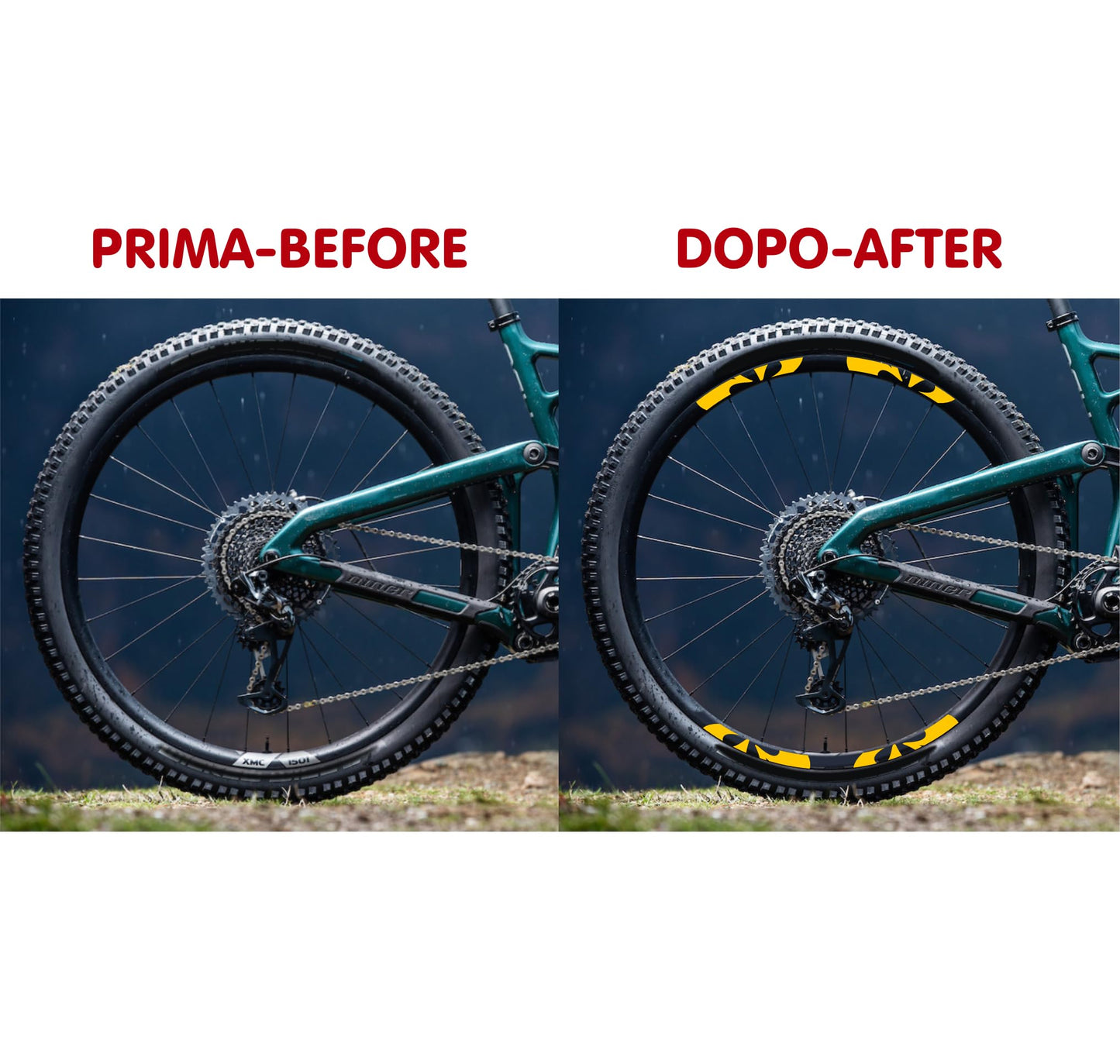 DualColorStampe Adesivi Cerchi Bici 26'' - 27,5'' - 28-29'' Pollici Ruota Bici MTB Bike Stickers Cerchi MTB - B0201