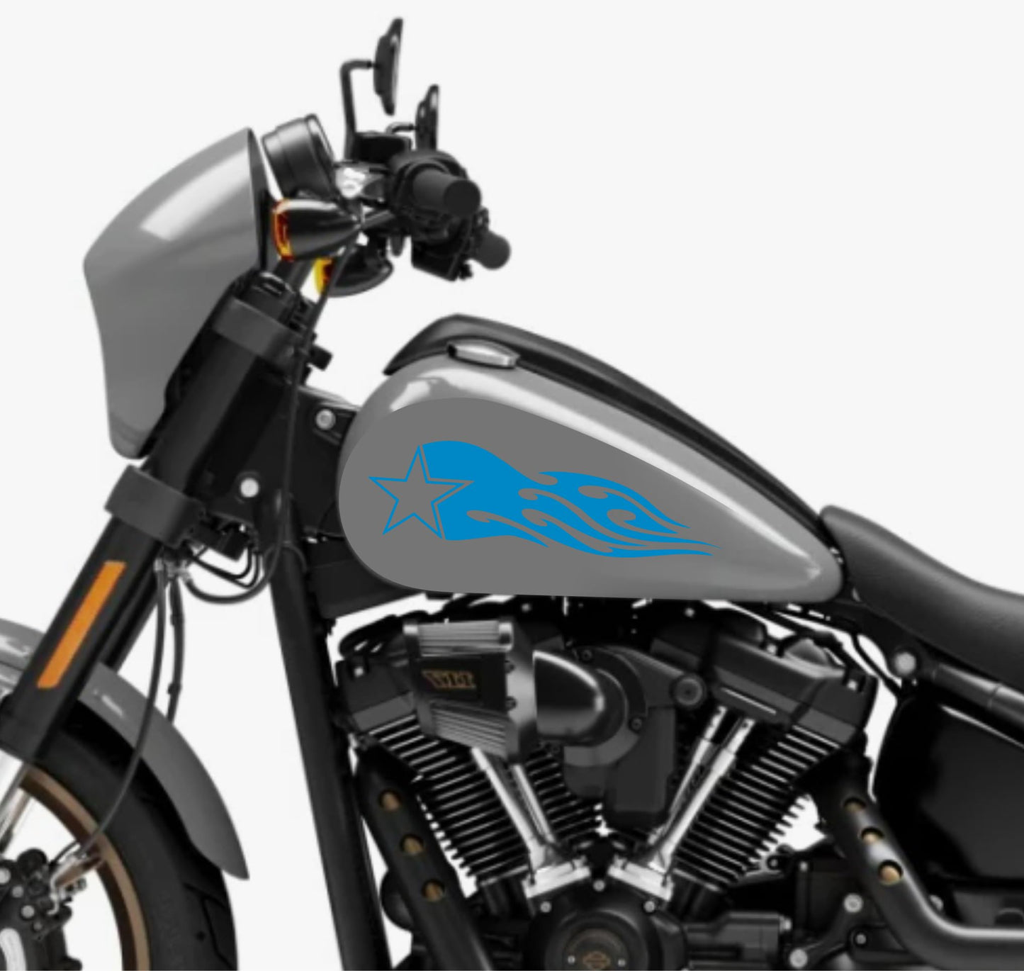 DualColorStampe® Adesivi Compatibili con Harley-Davidson fiamma tribale stella militare serbatoio Set 2 stickers Moto Motorbike COD. M0353