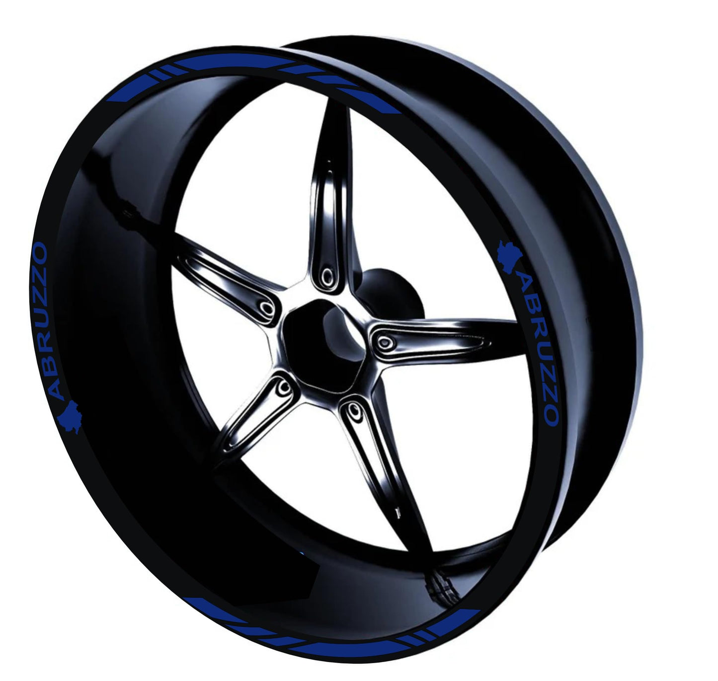 DualColorStampe Confezione Adesivi Set Completo di Cerchi Strisce per Moto per 2 Ruote da 17'' pollici strips Design Racing ABRUZZO D0117