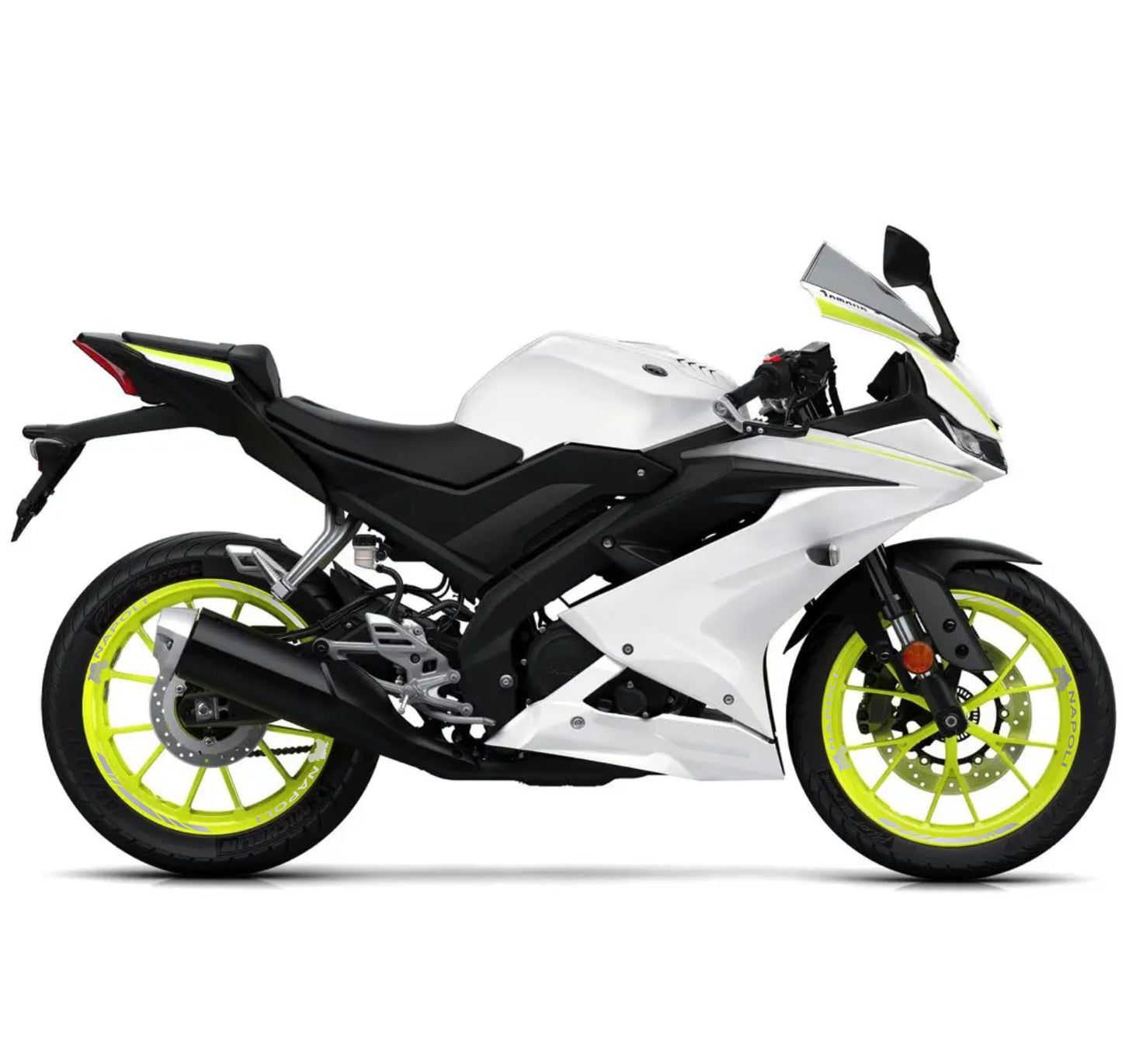 DualColorStampe Confezione Adesivi Set Completo di Cerchi Strisce per Moto per 2 Ruote da 17'' pollici strips Design Racing NAPOLI D0116