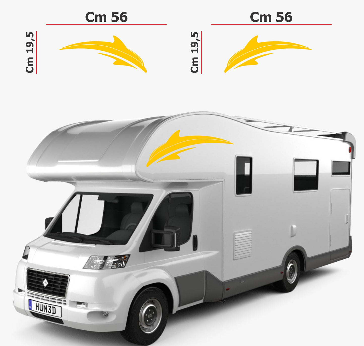Adesivi stickers camper frase DELFINO ANIMALE mare frasi -caravan roulotte- accessori grafiche fiancata scegli colore cod. 0425 (cm 56 x 19,5)