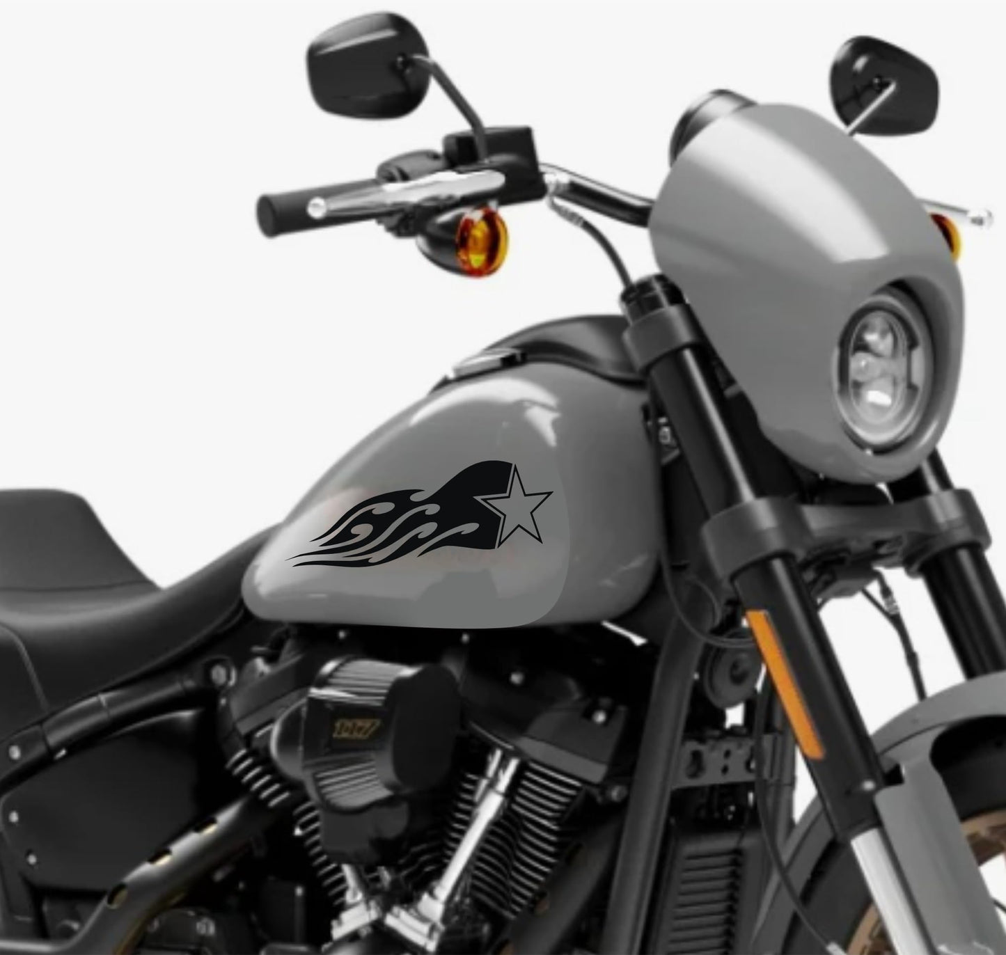 DualColorStampe® Adesivi Compatibili con Harley-Davidson fiamma tribale stella militare serbatoio Set 2 stickers Moto Motorbike COD. M0353