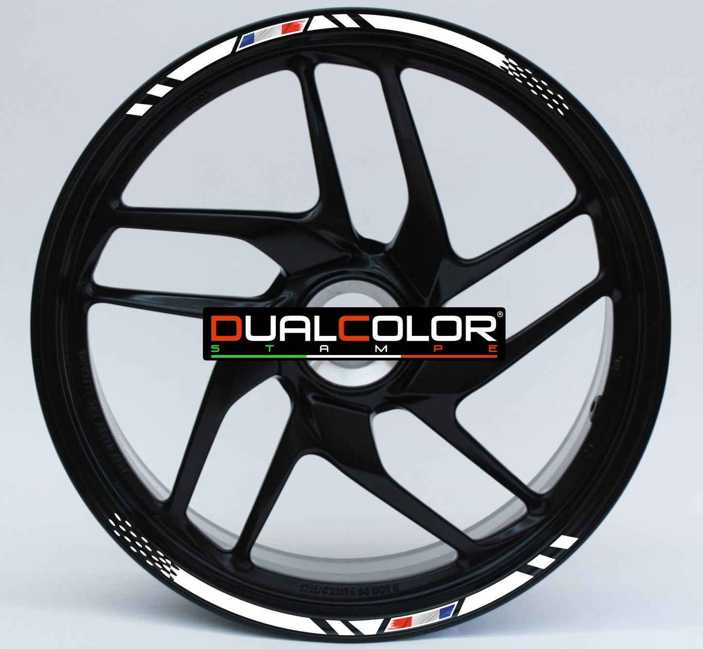 Confezione Adesivi Set Completo di Cerchi Strisce per Moto per 2 Ruote da 17'' pollici strips Design Sportivo Bandiera Francese COD.D0098
