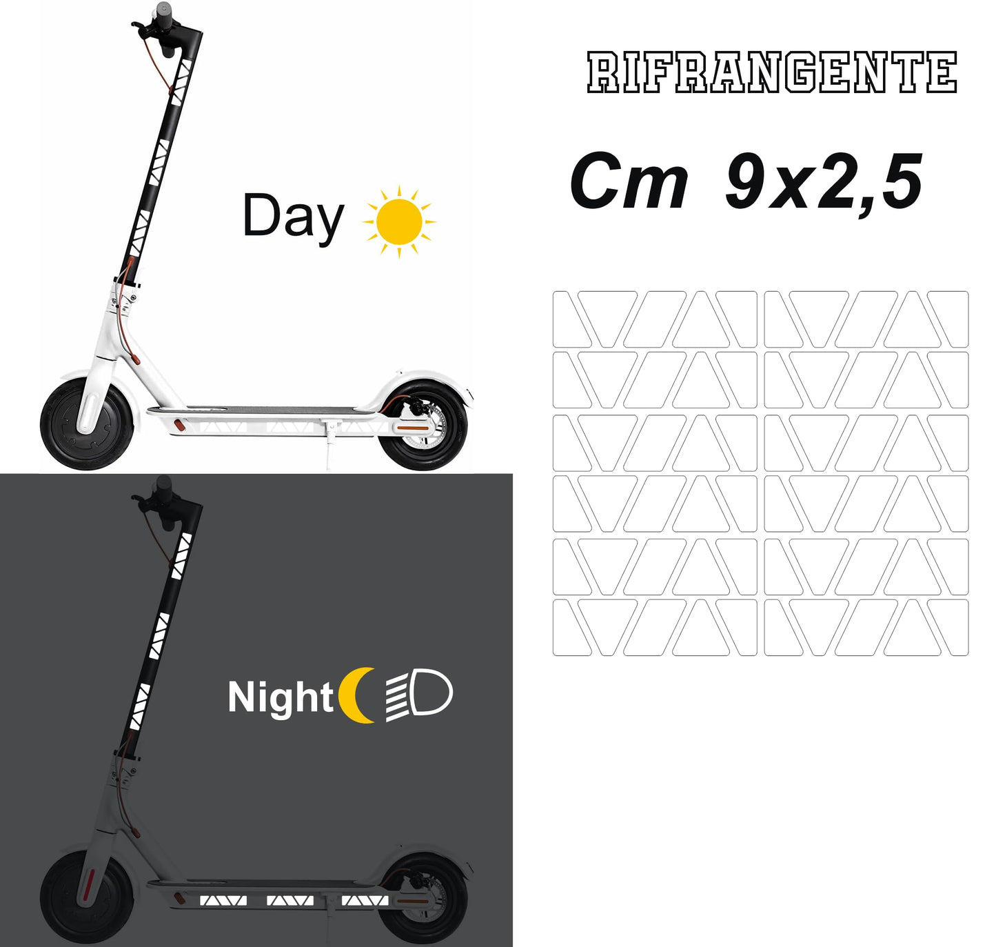 DualColorStampe Kit Adesivi rifrangenti/Riflettenti, Set Sicurezza e visibilità di Notte, Adesivo Universale per Bicicletta/Passeggino/Casco/Moto/Motorino B0149