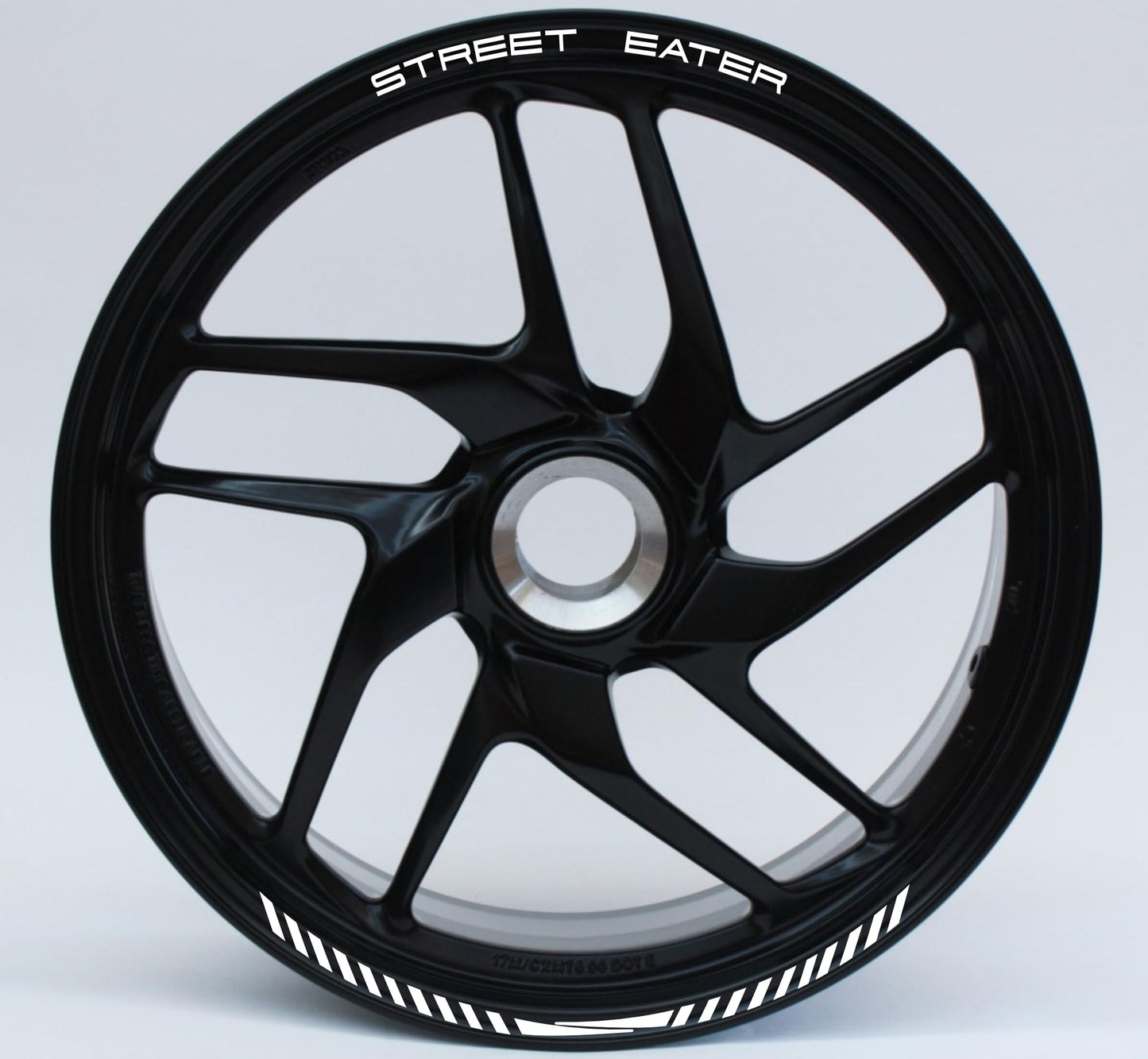 DualColorStampe Confezione Adesivi Set Completo di Cerchi Strisce per Moto per 2 Ruote da 17'' pollici strips Design Racing STREET EATER D0118