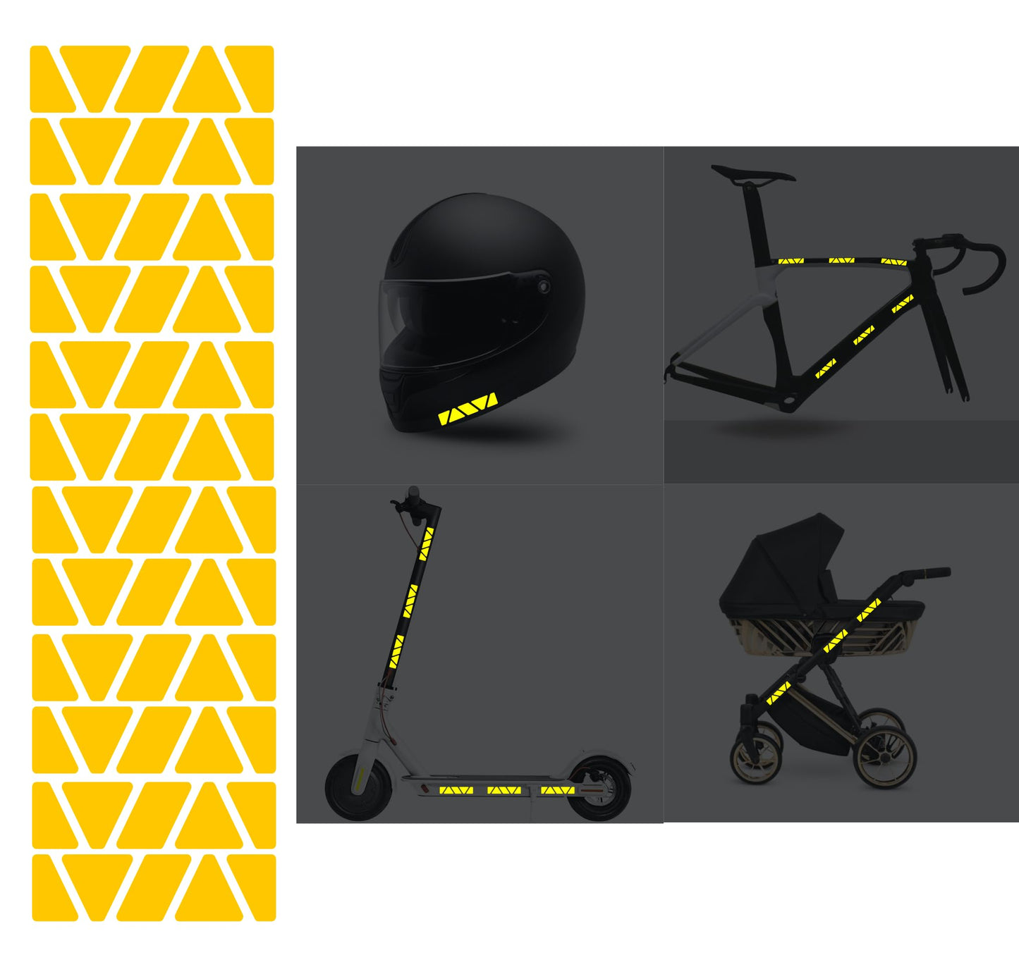 DualColorStampe Kit Adesivi rifrangenti/Riflettenti, Set Sicurezza e visibilità di Notte, Adesivo Universale per Bicicletta/Passeggino/Casco/Moto/Motorino B0149