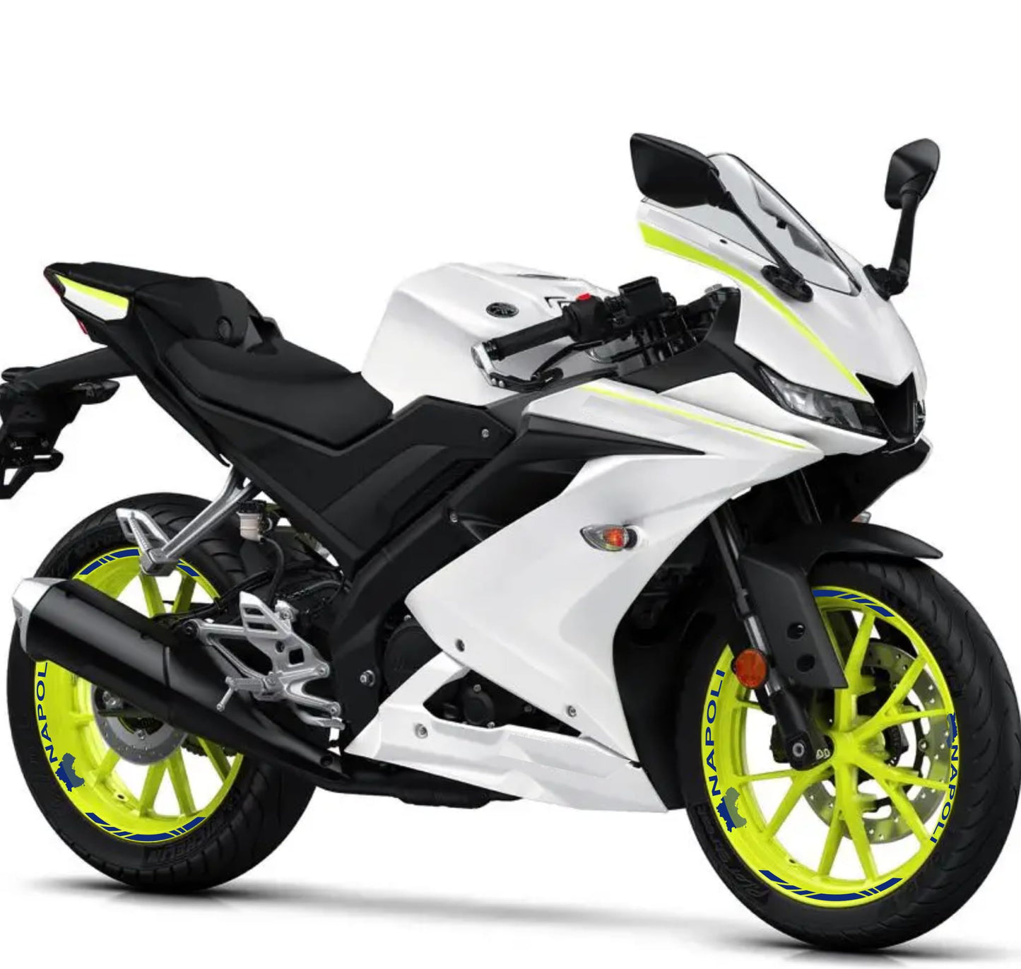 DualColorStampe Confezione Adesivi Set Completo di Cerchi Strisce per Moto per 2 Ruote da 17'' pollici strips Design Racing NAPOLI D0116