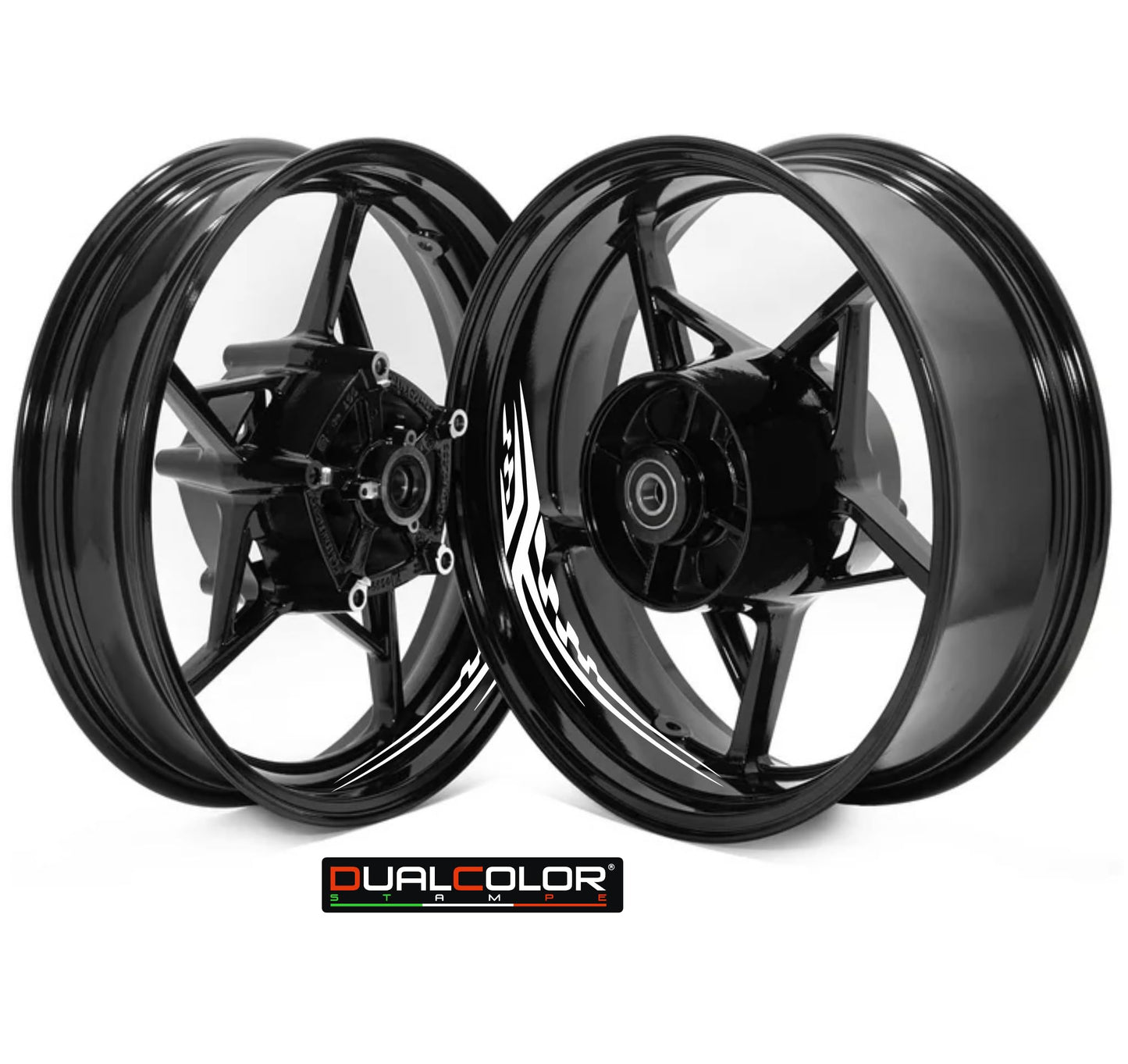 DualColorStampe Adesivi Cerchi Moto per 2 Ruote da 17" Pollici | Adesivi Ruote Moto | Adesivi Cerchi Moto Resiste a Pioggia e Sole | Design Racing D0128