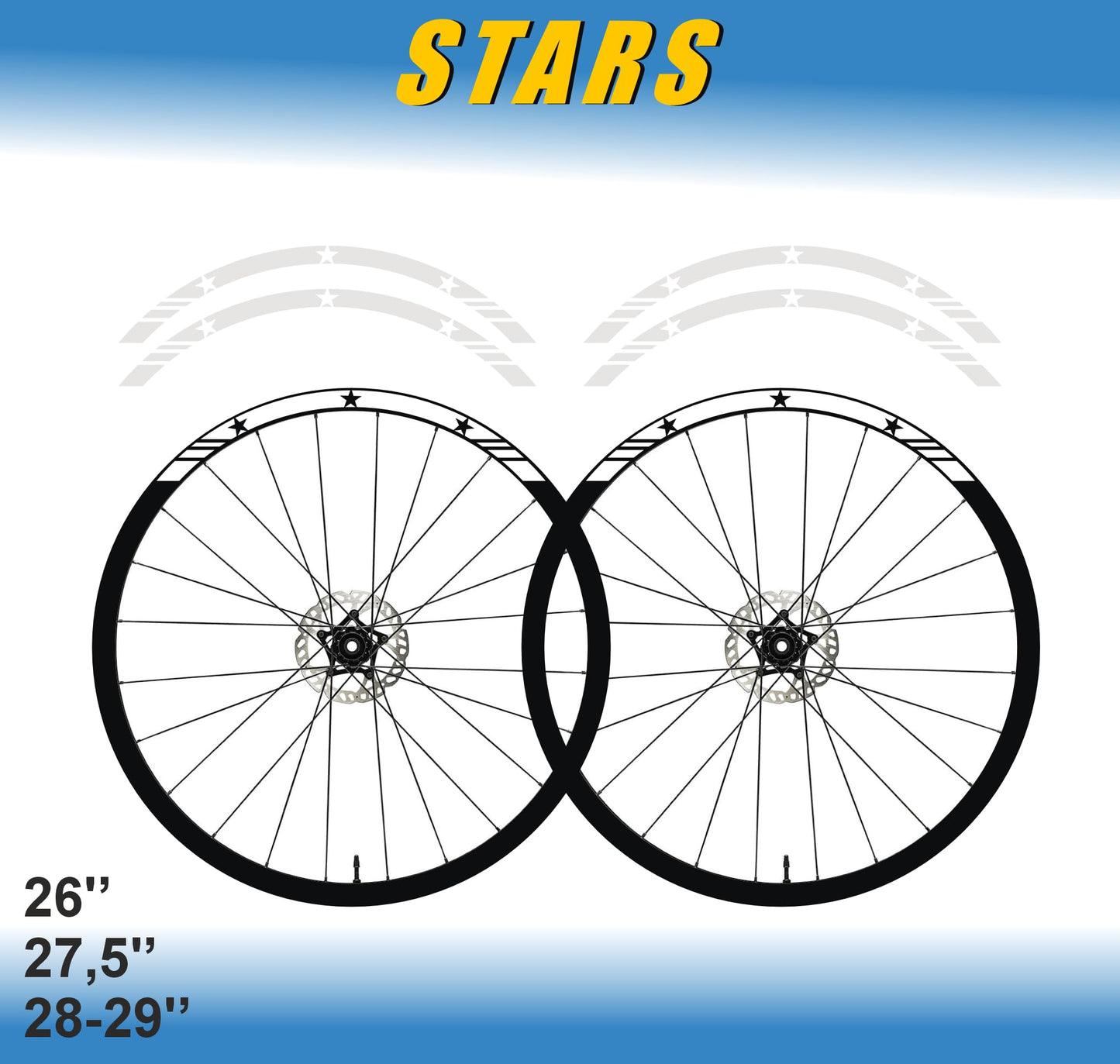 DualColorStampe Adesivi Cerchi Bici 26'' - 27,5'' - 28-29'' Pollici Ruota Bici MTB Bike Stickers Cerchi MTB stella star - B0202