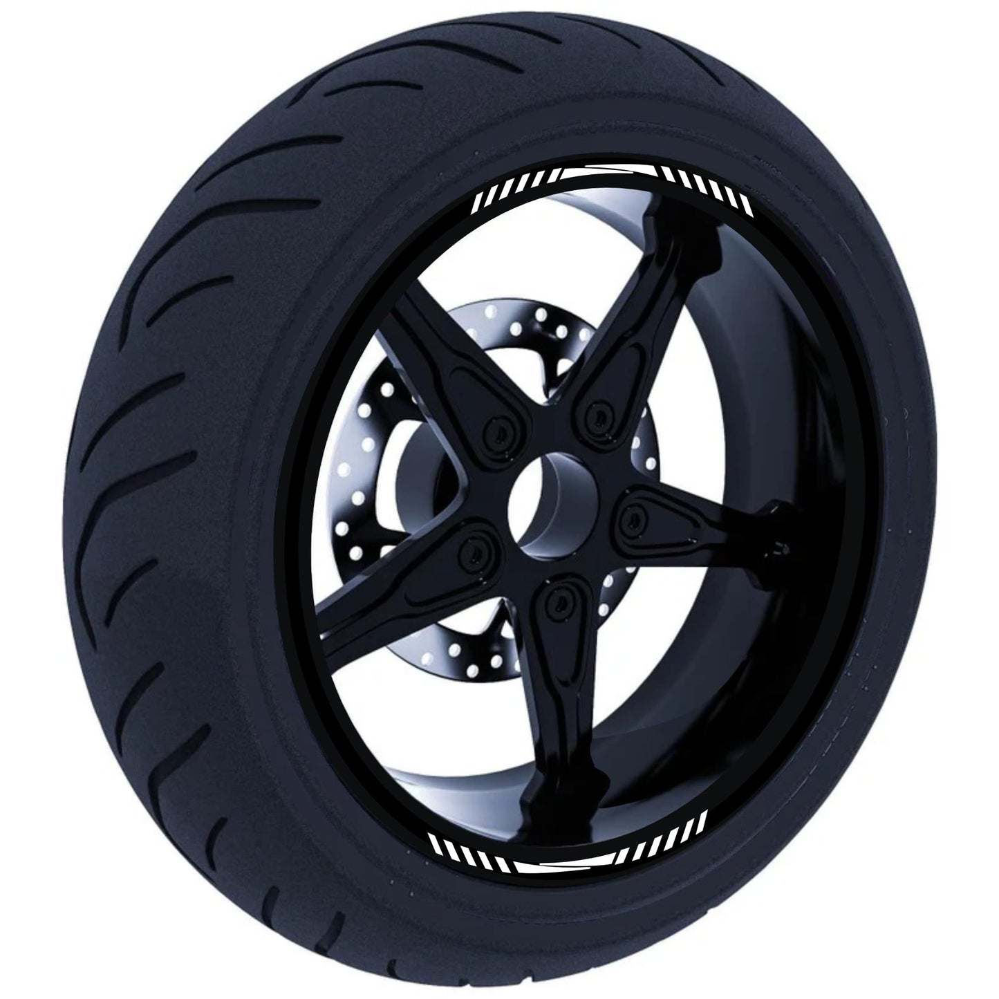 DualColorStampe Set di Strisce Cerchi Moto per 2 Ruote da 17" Pollici | Adesivi Ruote Moto | Adesivi Cerchi Moto Resiste a Pioggia e Sole | Design Racing D0127
