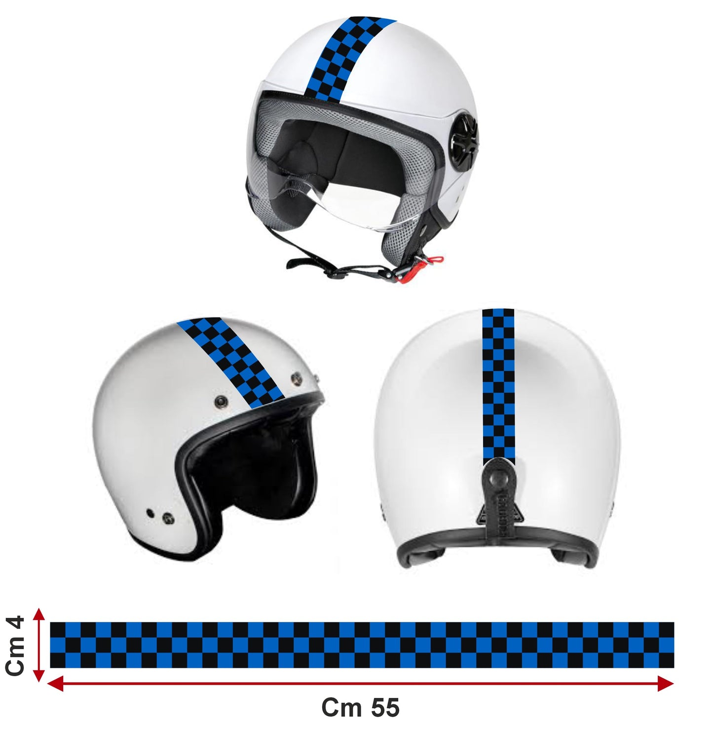 Adesivo Scacchiera Italia Calcio Blu Nero – Sticker Moto, Casco, Serbatoio, Valigia – Decorazione Universale Impermeabile – Design Sportivo C0086