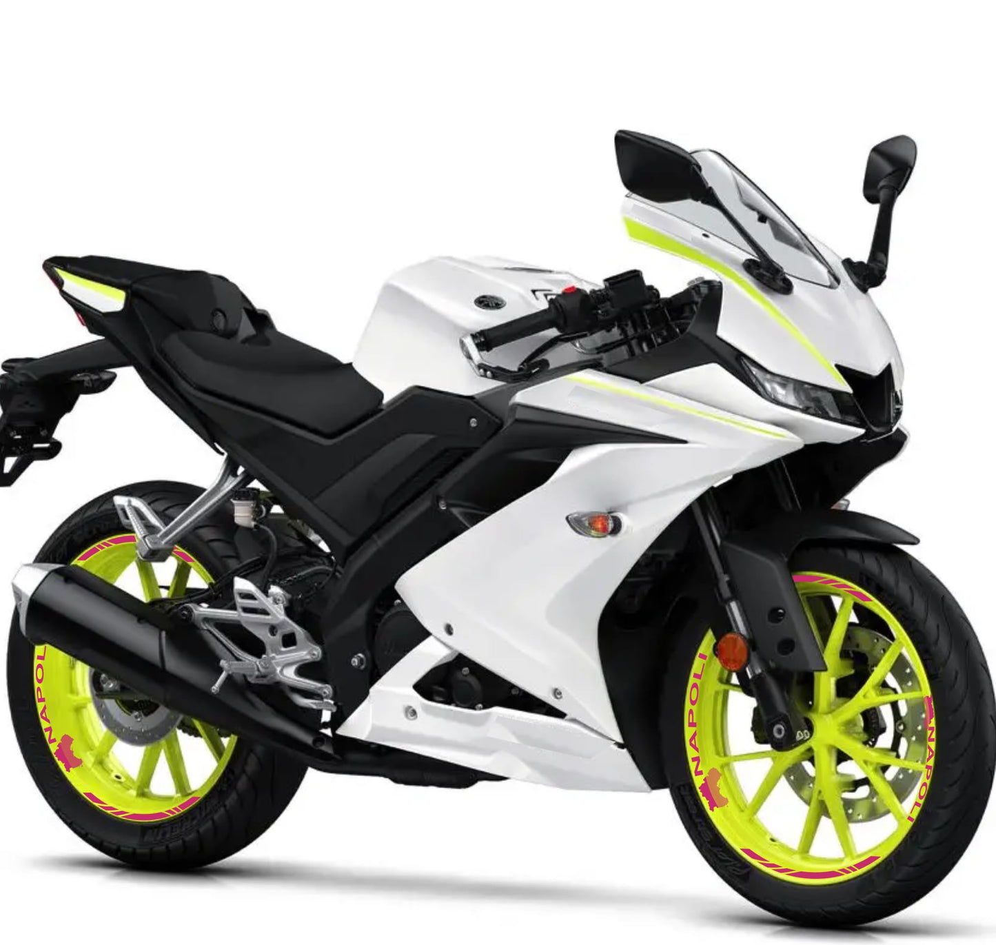 DualColorStampe Confezione Adesivi Set Completo di Cerchi Strisce per Moto per 2 Ruote da 17'' pollici strips Design Racing NAPOLI D0116