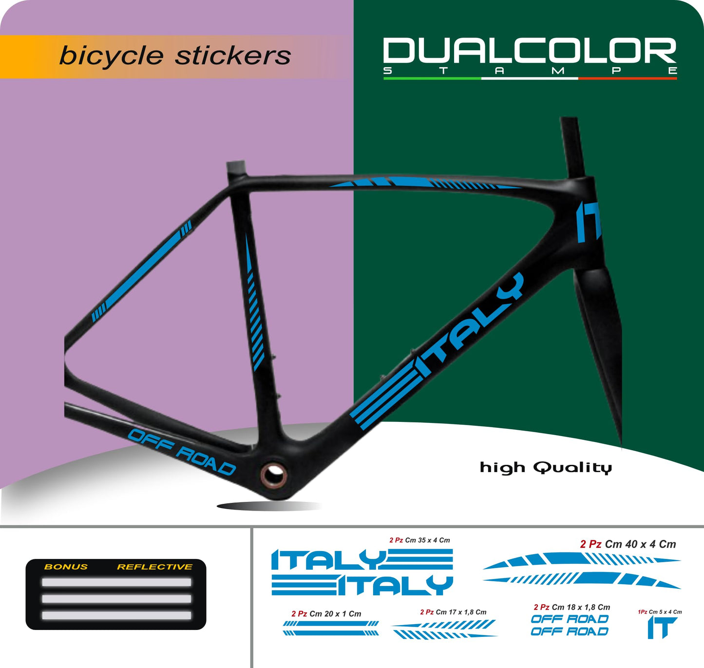 DualColorStampe Set 11 Adesivi Stickers Decal Telaio Bici Bicicletta adesivi telaio MTB BDC Universale Protezione frame B0176