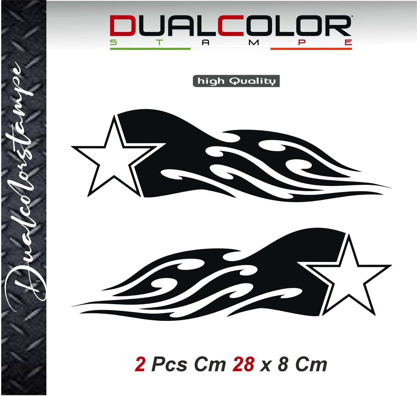 DualColorStampe® Adesivi Compatibili con Harley-Davidson fiamma tribale stella militare serbatoio Set 2 stickers Moto Motorbike COD. M0353
