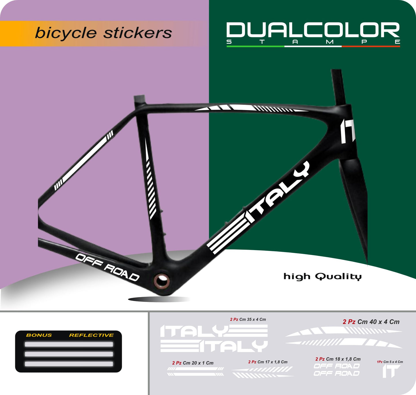 DualColorStampe Set 11 Adesivi Stickers Decal Telaio Bici Bicicletta adesivi telaio MTB BDC Universale Protezione frame B0176
