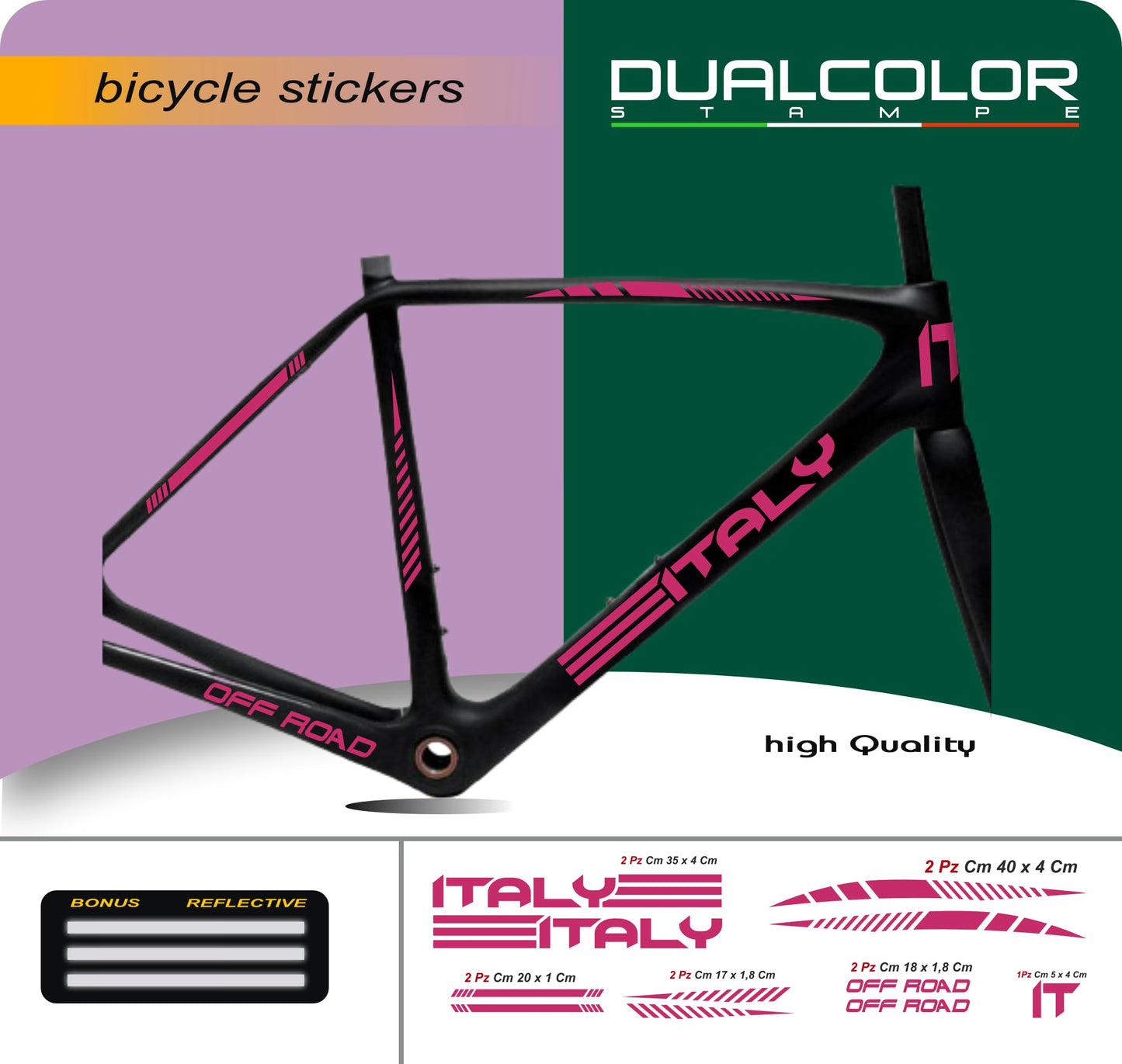 DualColorStampe Set 11 Adesivi Stickers Decal Telaio Bici Bicicletta adesivi telaio MTB BDC Universale Protezione frame B0176