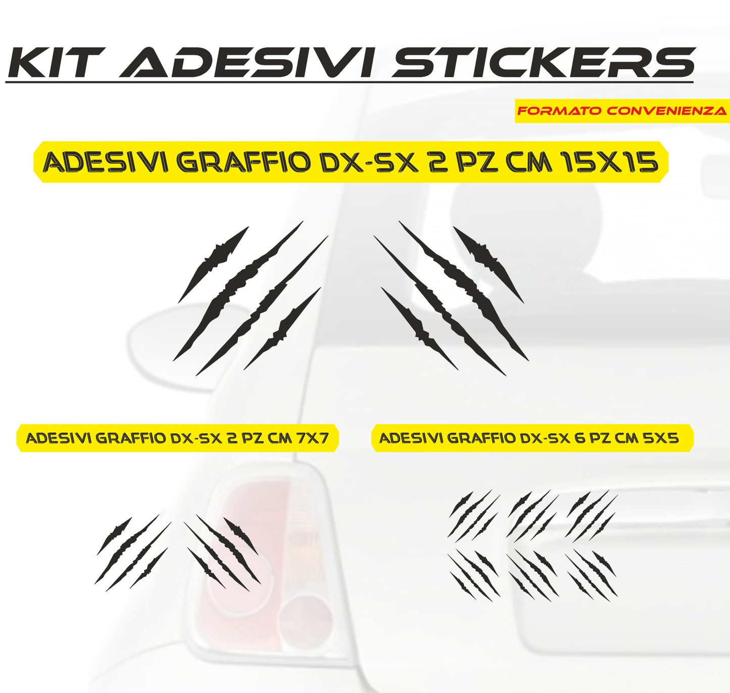 DualColorStampe Adesivi per Auto Graffi Artigli 10 Pezzi Adesivi per Auto a Forma di Graffi - Adesivo Mostro Artigli Segni Stickers Auto Tuning Strisce M0016