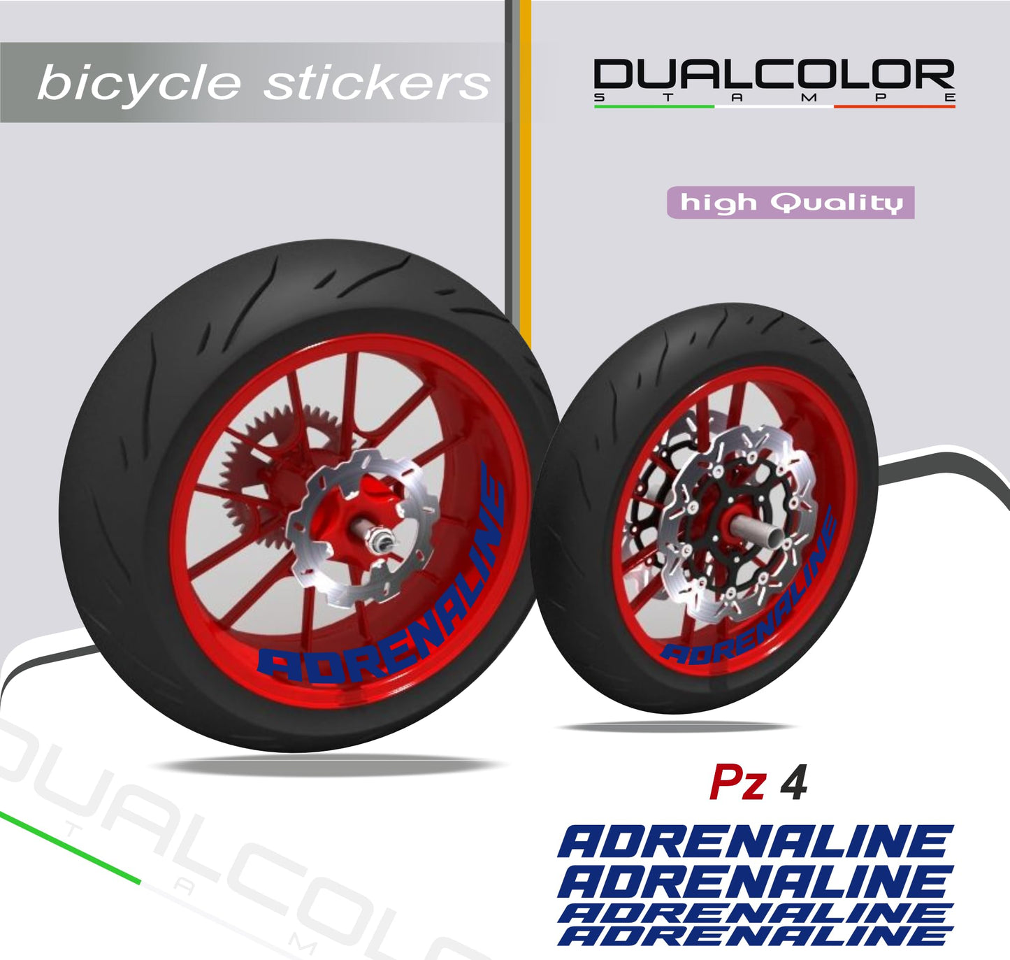 DualColorStampe Adesivi interno cerchi moto 17 POLLICI decal stickers cerchioni gomme strisce moto ADRENALINE COD.D0107