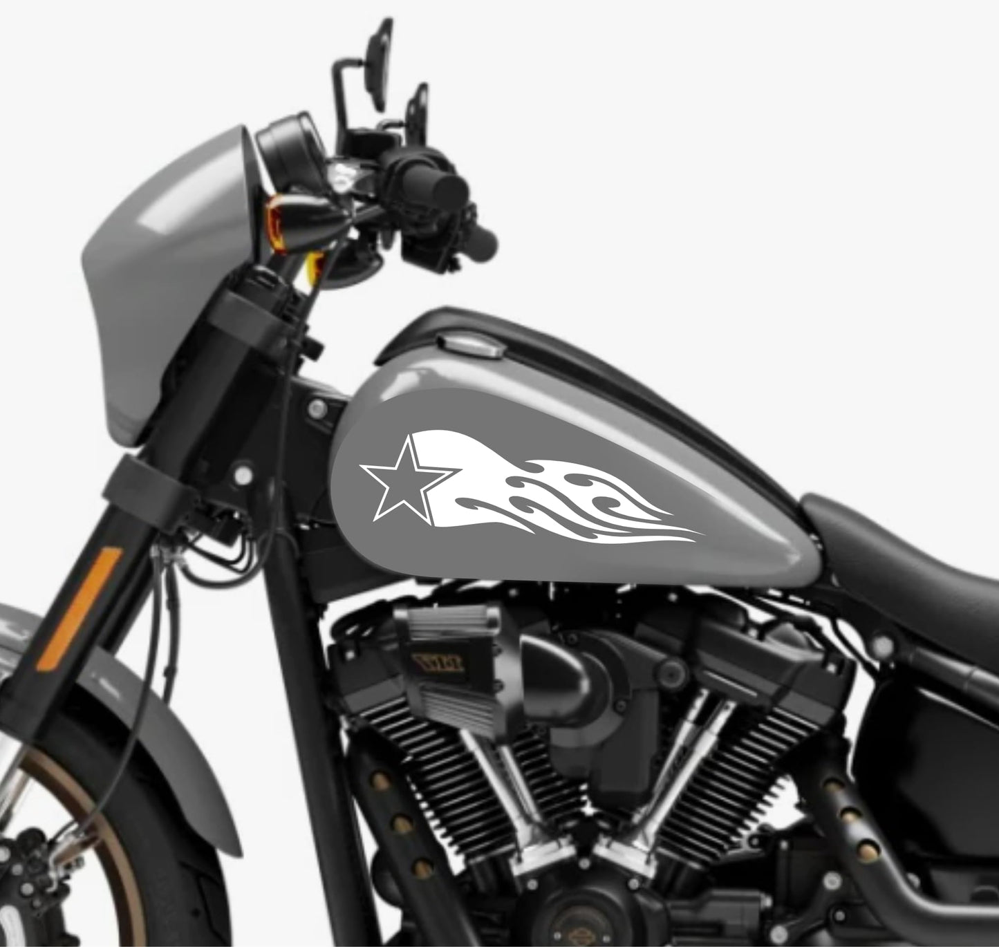 DualColorStampe® Adesivi Compatibili con Harley-Davidson fiamma tribale stella militare serbatoio Set 2 stickers Moto Motorbike COD. M0353