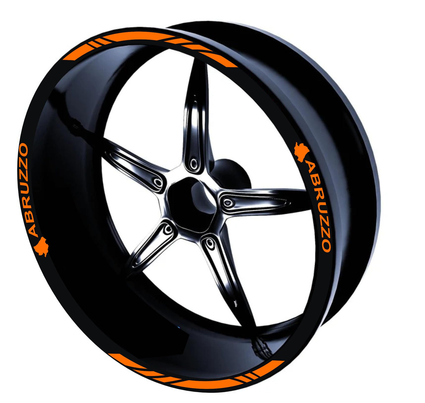 DualColorStampe Confezione Adesivi Set Completo di Cerchi Strisce per Moto per 2 Ruote da 17'' pollici strips Design Racing ABRUZZO D0117