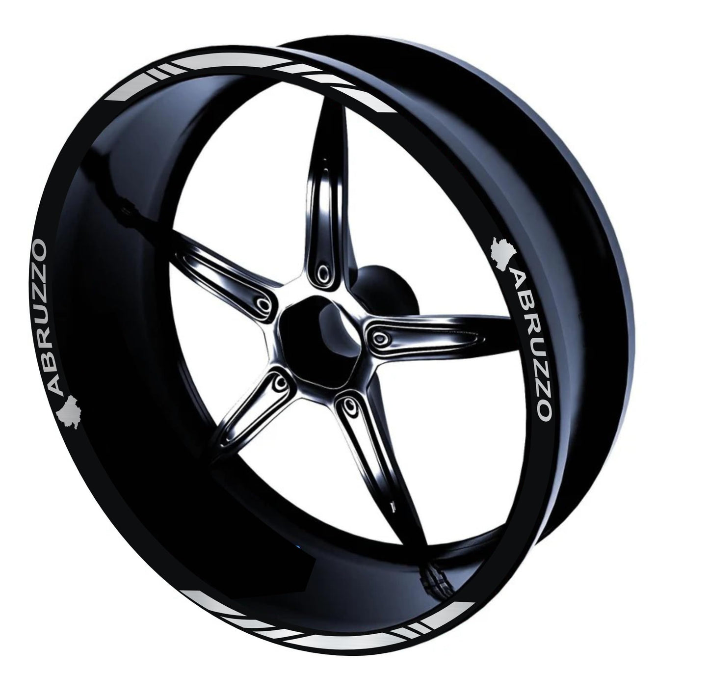 DualColorStampe Confezione Adesivi Set Completo di Cerchi Strisce per Moto per 2 Ruote da 17'' pollici strips Design Racing ABRUZZO D0117