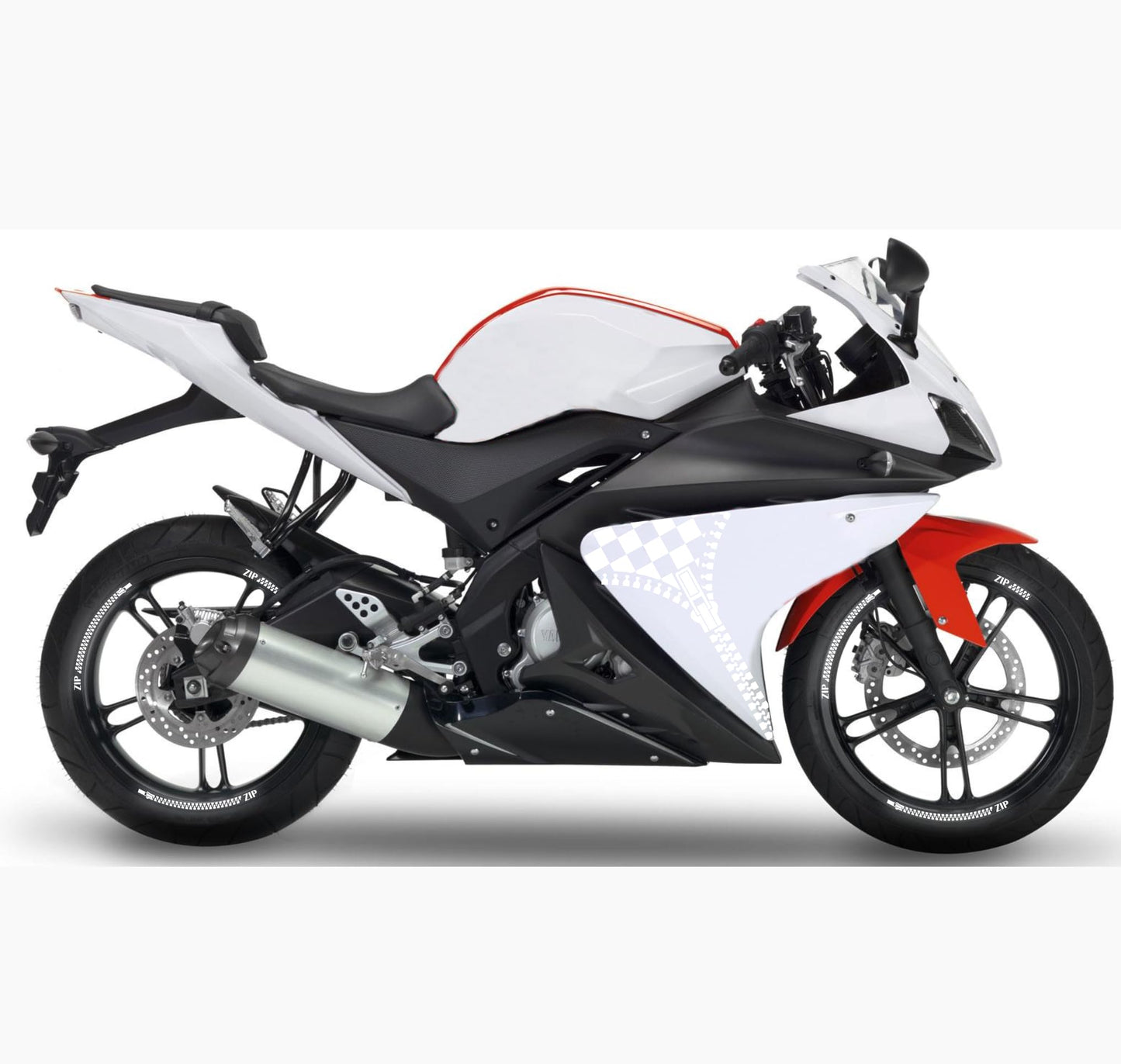 DualColorStampe Adesivi Compatibili con Yamaha YZF-R125 R125 (2014-2018) + Strisce per cerchi moto da 17'' pollici decalcomanie carena moto stickers Cod.M0240