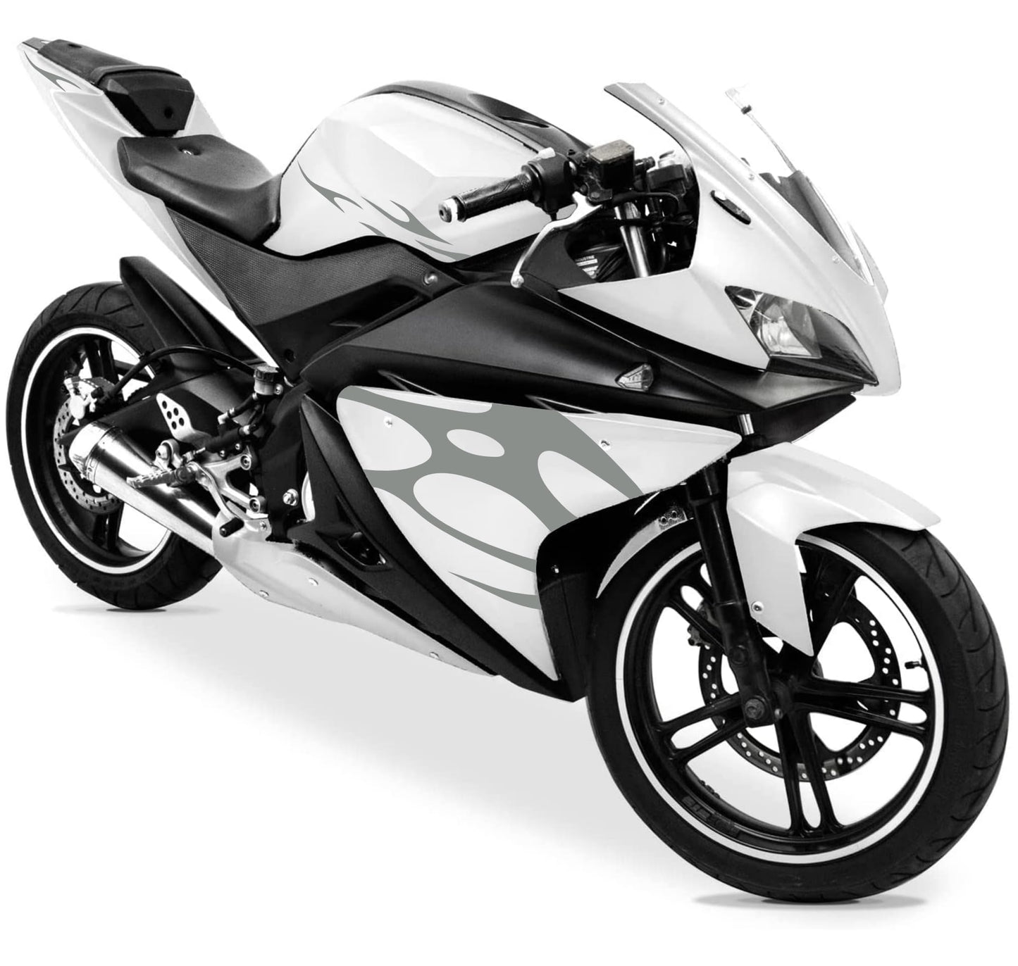 DualColorStampe Adesivi Compatibili con Yamaha YZF-R125 | Sticker Moto Carena (DX-SX) Personalizzabili | Fiamme Colorate M0121
