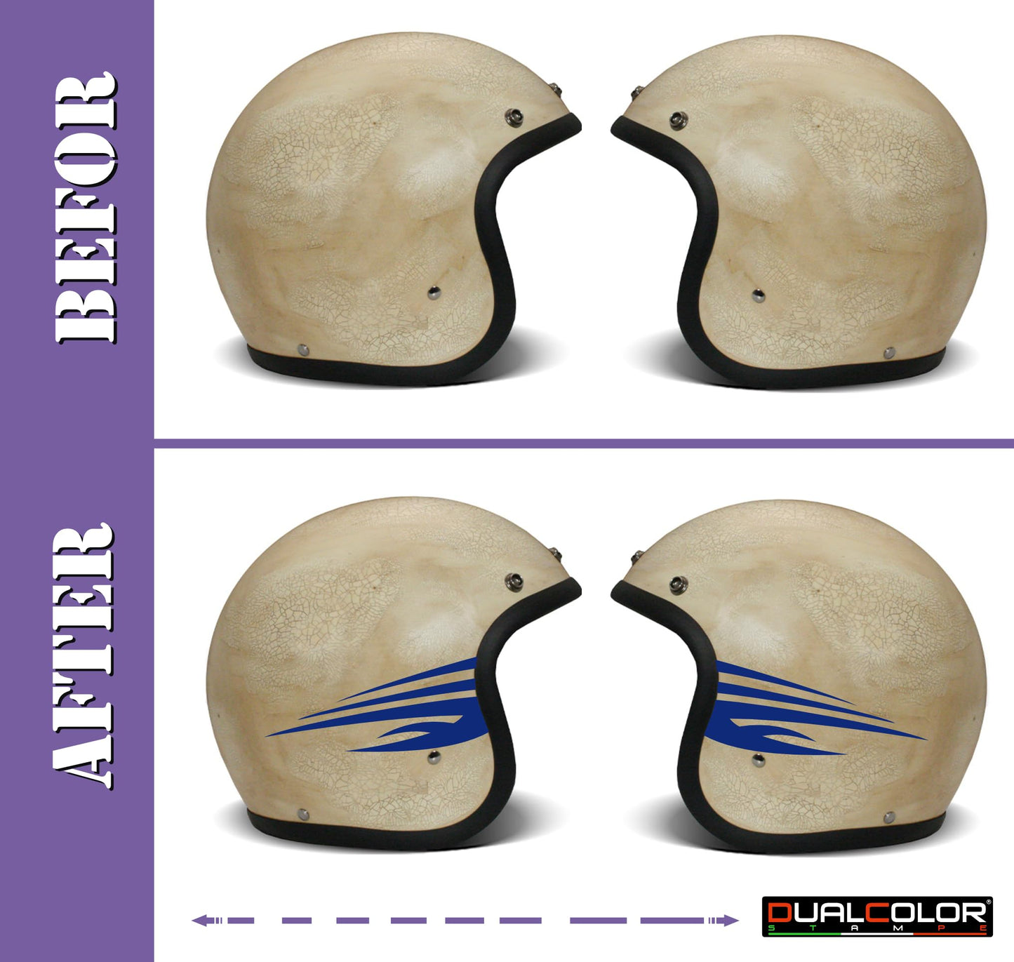 Adesivi Casco Moto β Strisce Sportive Universali | Stickers Helmet Personalizzabili in Vinile Impermeabile β Colore a Scelta C0074