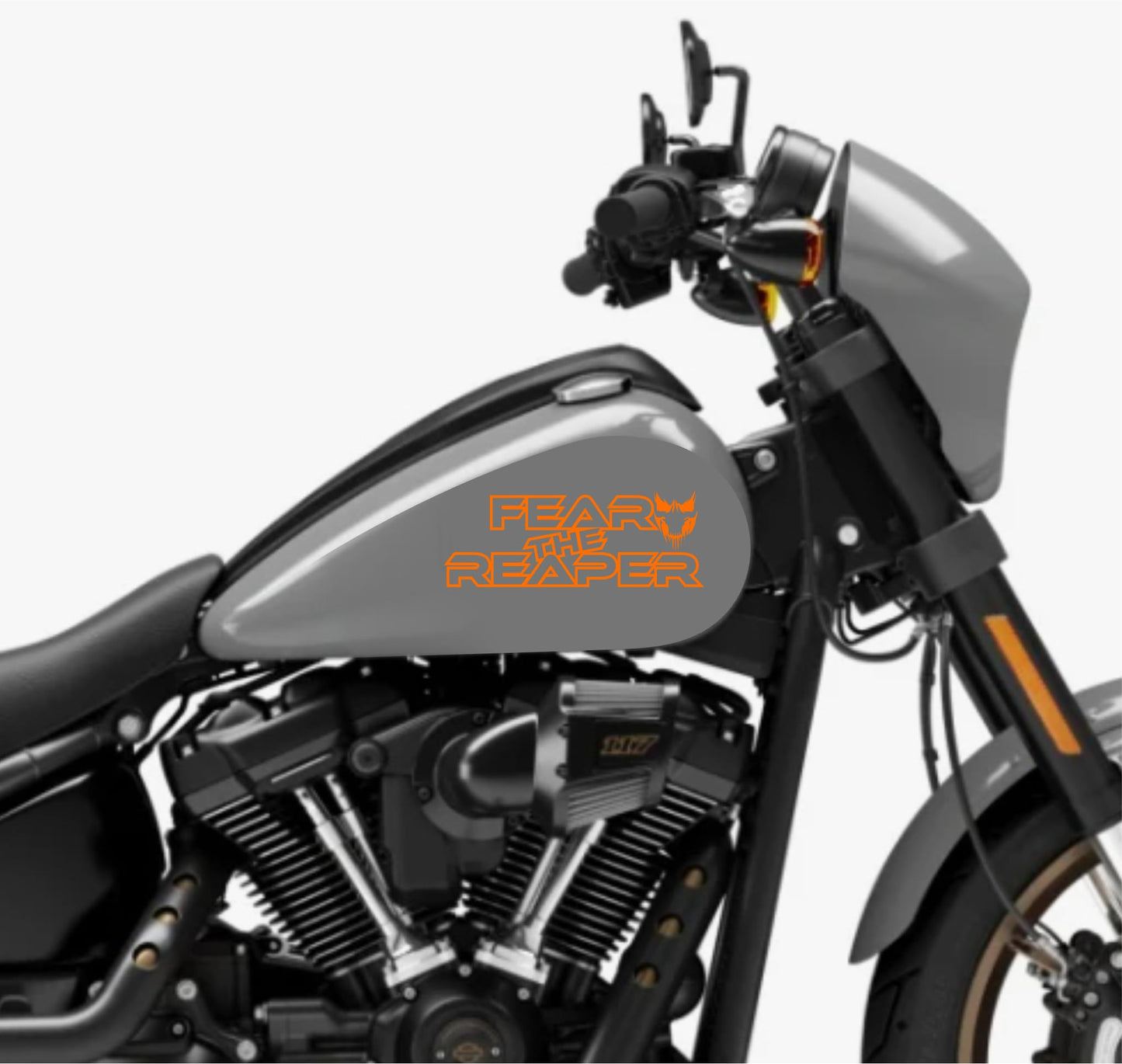 DualColorStampe® Adesivi Compatibili con Harley-Davidson fear the reaper skull teschio serbatoio Set 2 stickers Moto Motorbike COD. M0352
