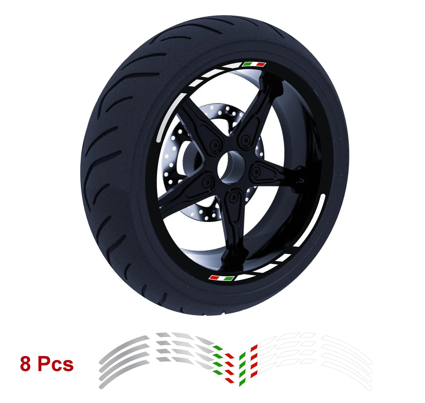 Adesivi per cerchi moto 15 pollici Cerchioni Set Completo per 2 Ruote 15 Pollici Strisce Cerchi Custom universale D0104