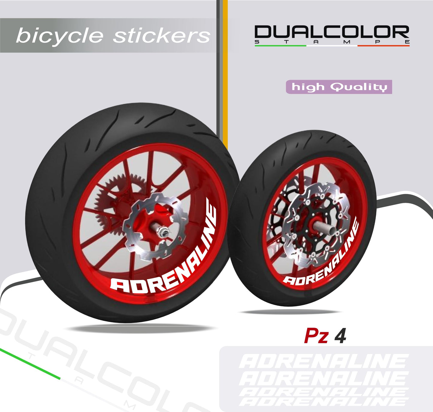 DualColorStampe Adesivi interno cerchi moto 17 POLLICI decal stickers cerchioni gomme strisce moto ADRENALINE COD.D0107
