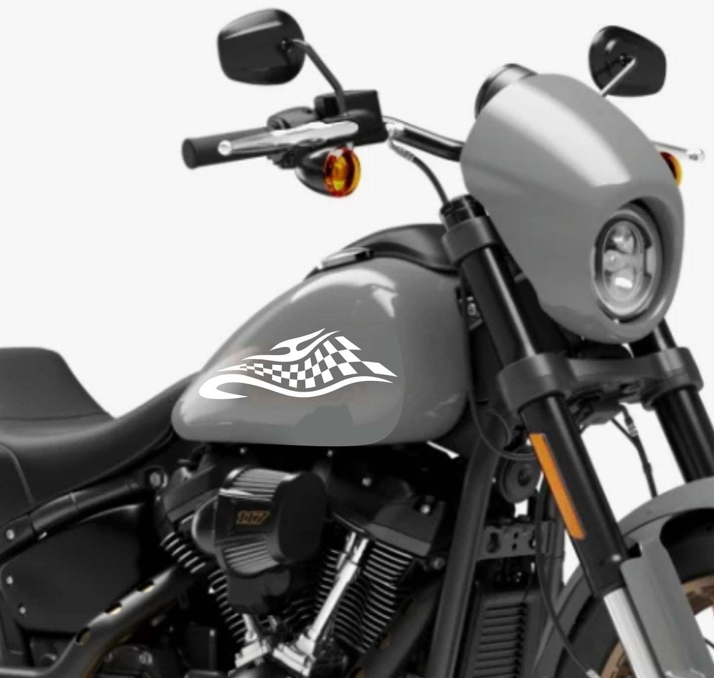 DualColorStampe® Adesivi Compatibili con Harley-Davidson Tribale Scacchiera serbatoio DX-SX stickers Moto Motorbike COD. M0349