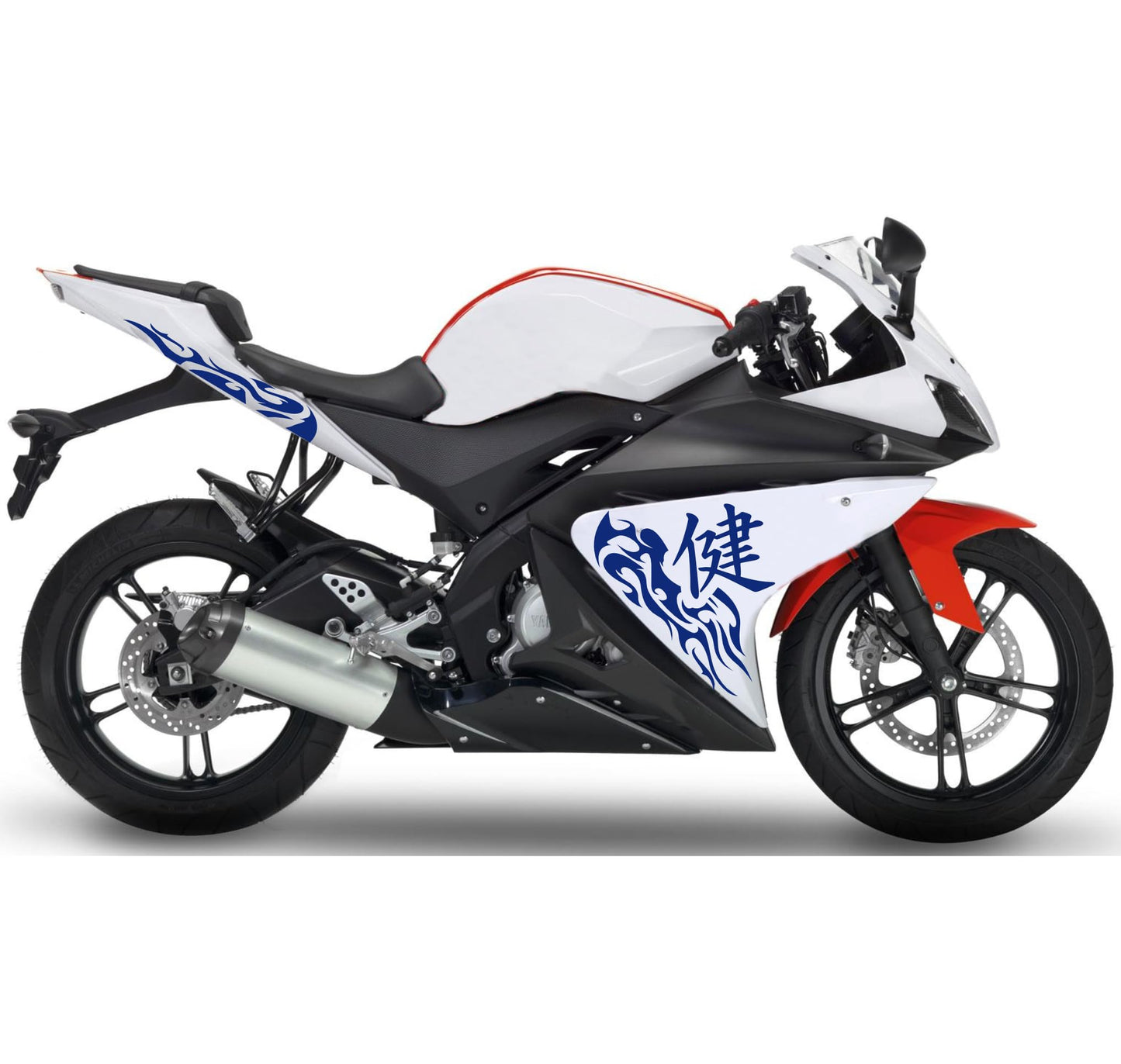 DualColorStampe Adesivi compatibili con Yamaha YZF-R125 Tribali 2014-2018 | Decalcomanie Carena Moto DX-SX M0174