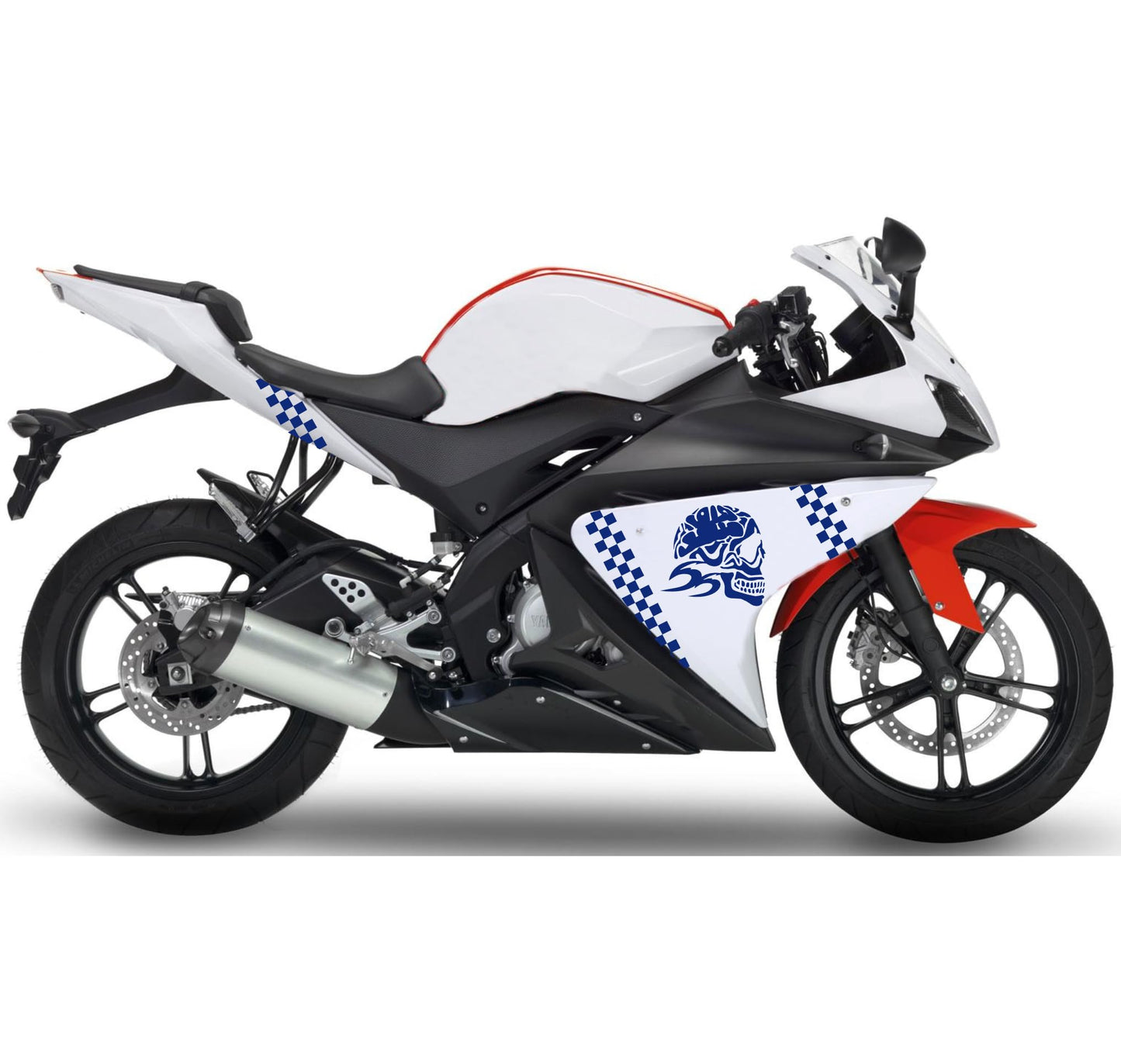 DualColorStampe Adesivi Compatibili con Yamaha YZF-R125 R125 - Design Scacchiera Teschio - Personalizzazione Moto M0166
