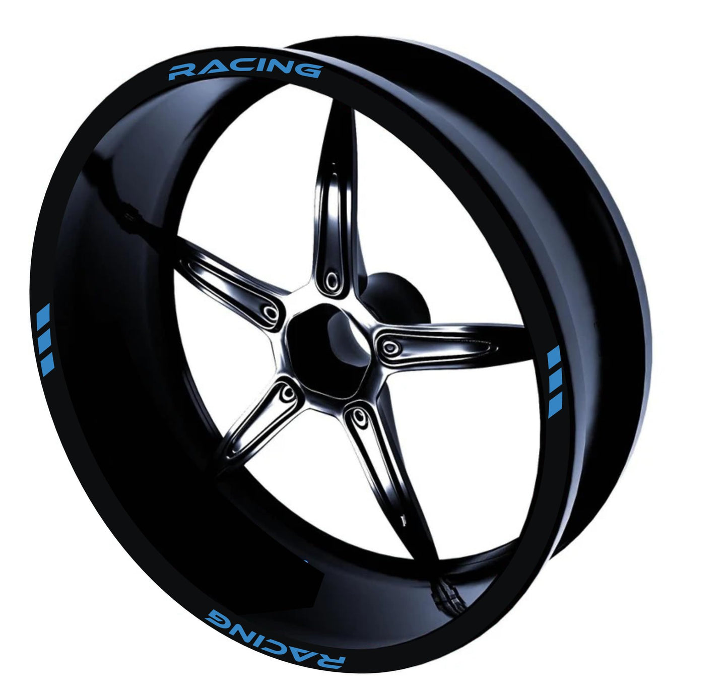 DualColorStampe Set di Strisce Cerchi Moto per 2 Ruote da 17" Pollici | Adesivi Ruote Moto | Adesivi Cerchi Moto Resiste a Pioggia e Sole | Design Racing D0075