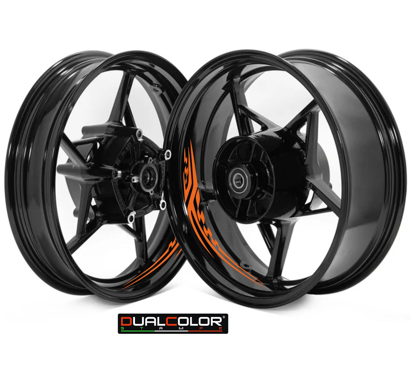 DualColorStampe Adesivi Cerchi Moto per 2 Ruote da 17" Pollici | Adesivi Ruote Moto | Adesivi Cerchi Moto Resiste a Pioggia e Sole | Design Racing D0128