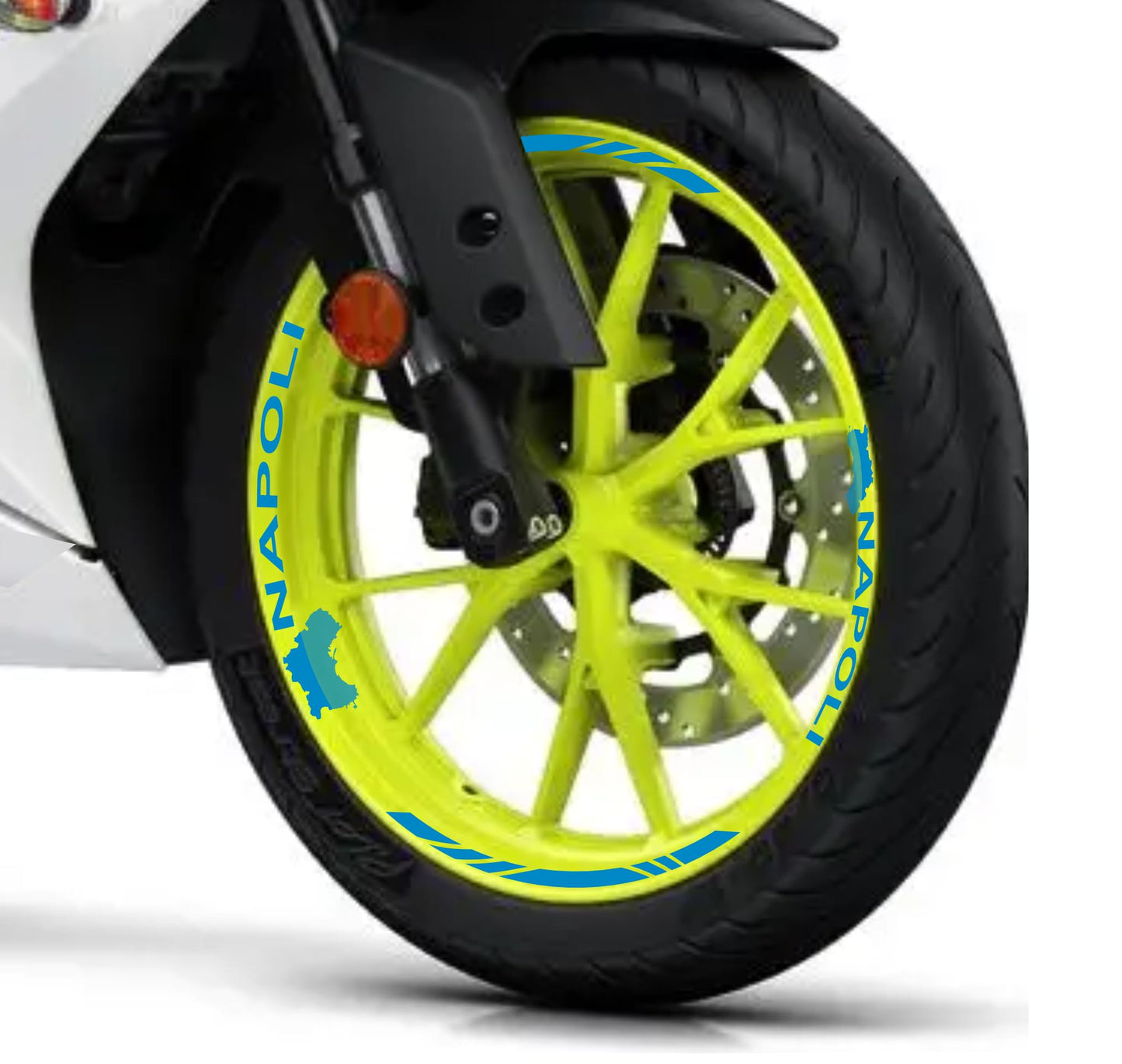 DualColorStampe Confezione Adesivi Set Completo di Cerchi Strisce per Moto per 2 Ruote da 17'' pollici strips Design Racing NAPOLI D0116