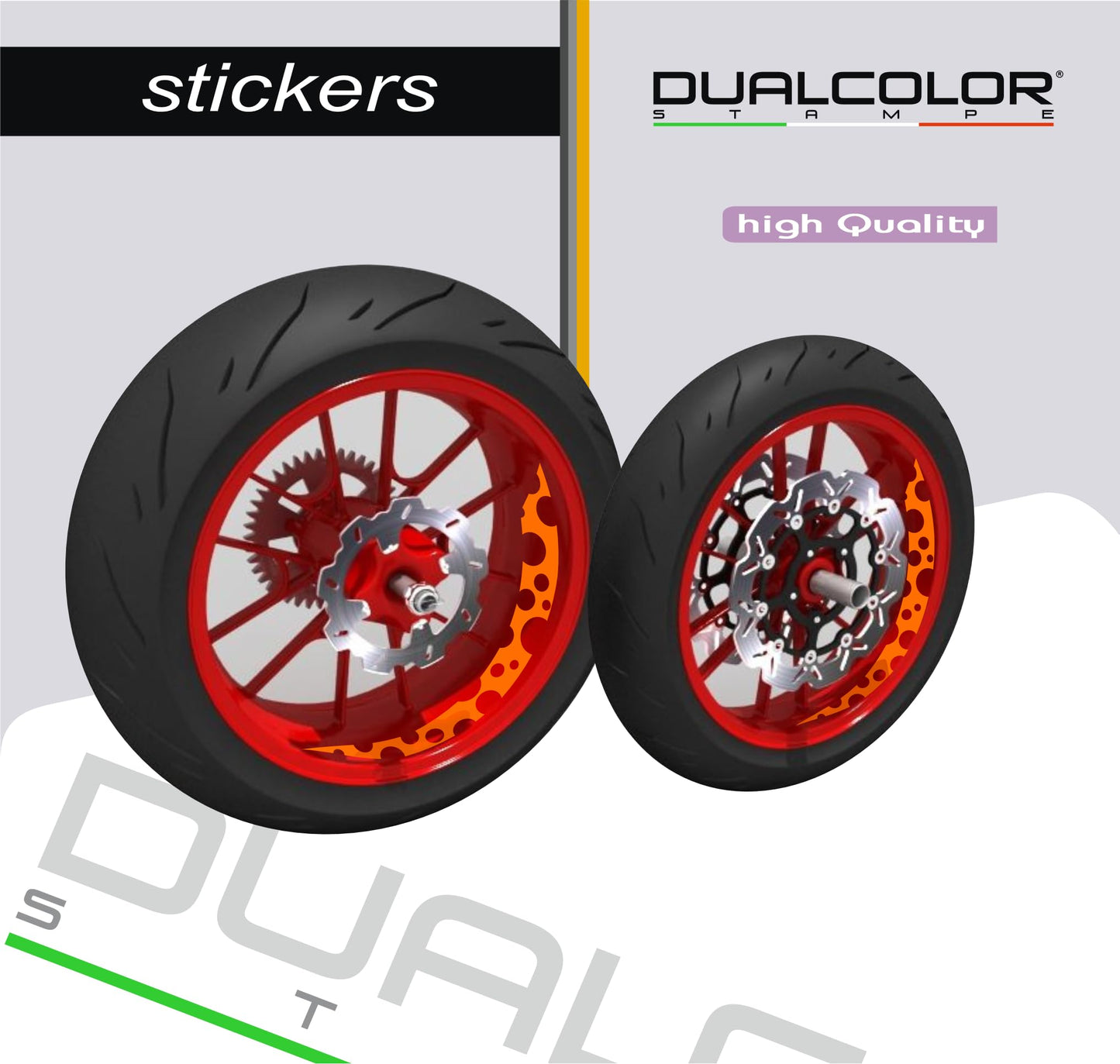 DualColorStampe Adesivi interno cerchi moto 17 POLLICI decal stickers cerchioni gomme strisce moto COD. D0033